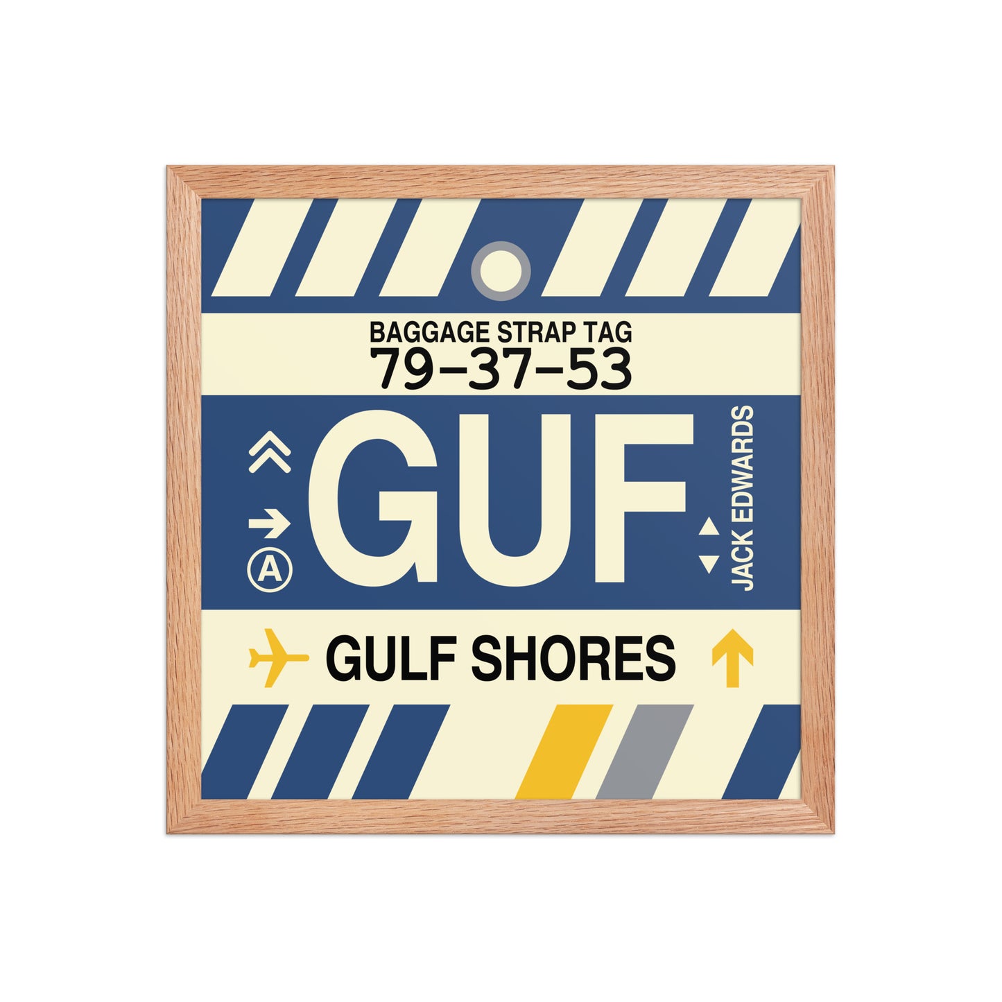 GUF Gulf Shores Framed Print • Jet Age Baggage Tag Design • YHM Designs - Image 08