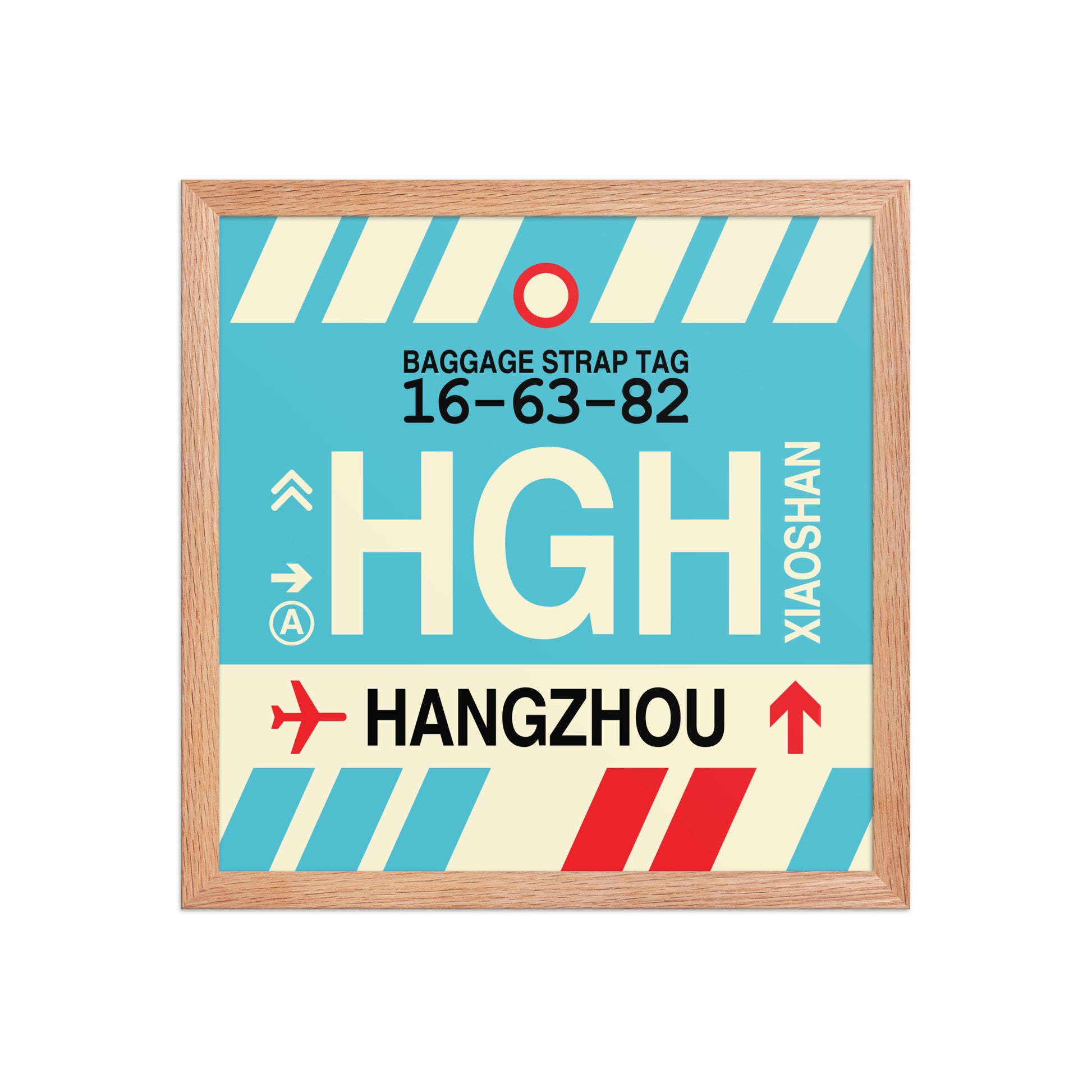 HGH Hangzhou Framed Print • Jet Age Baggage Tag Design • YHM Designs - Image 08
