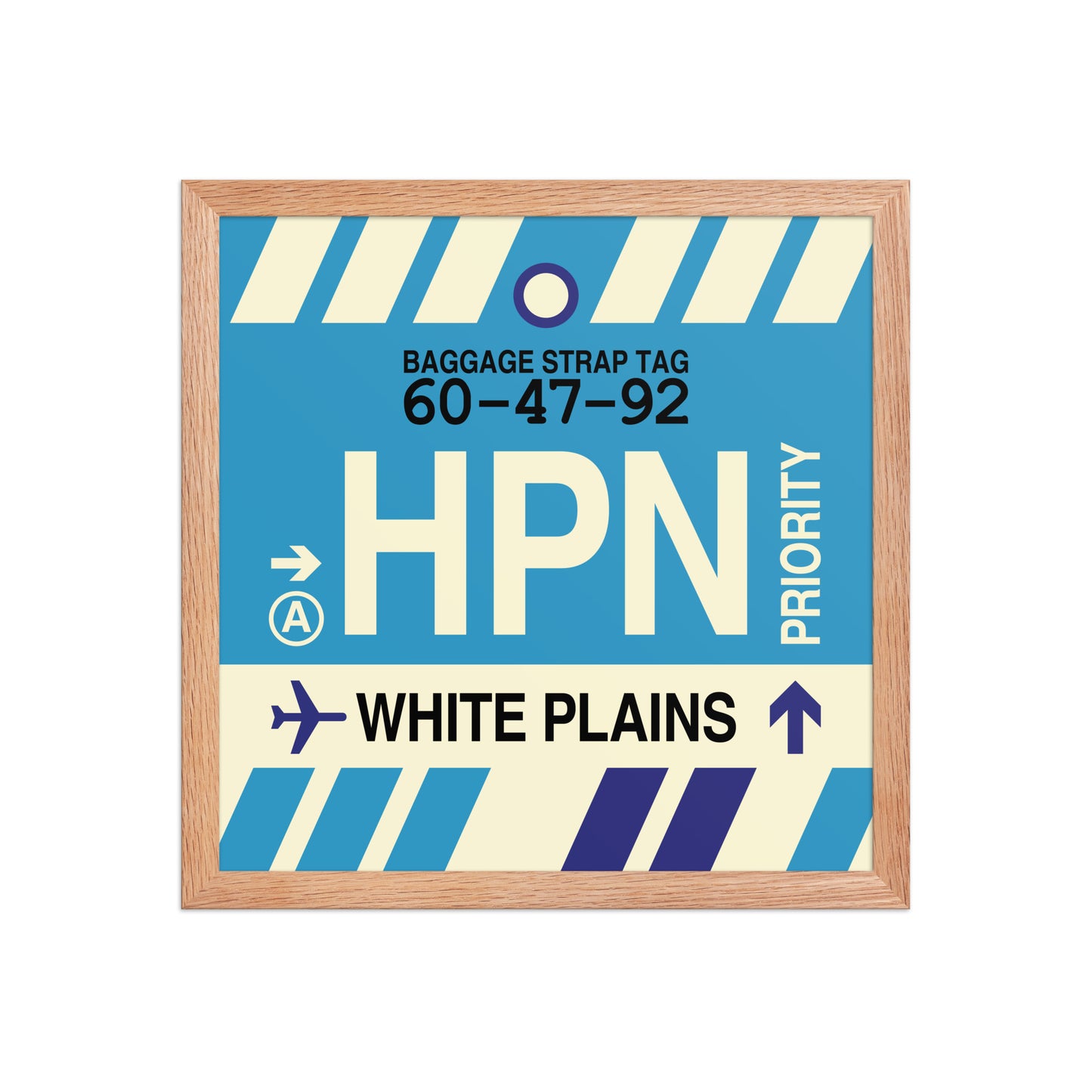HPN White Plains Framed Print • Jet Age Baggage Tag Design • YHM Designs - Image 08
