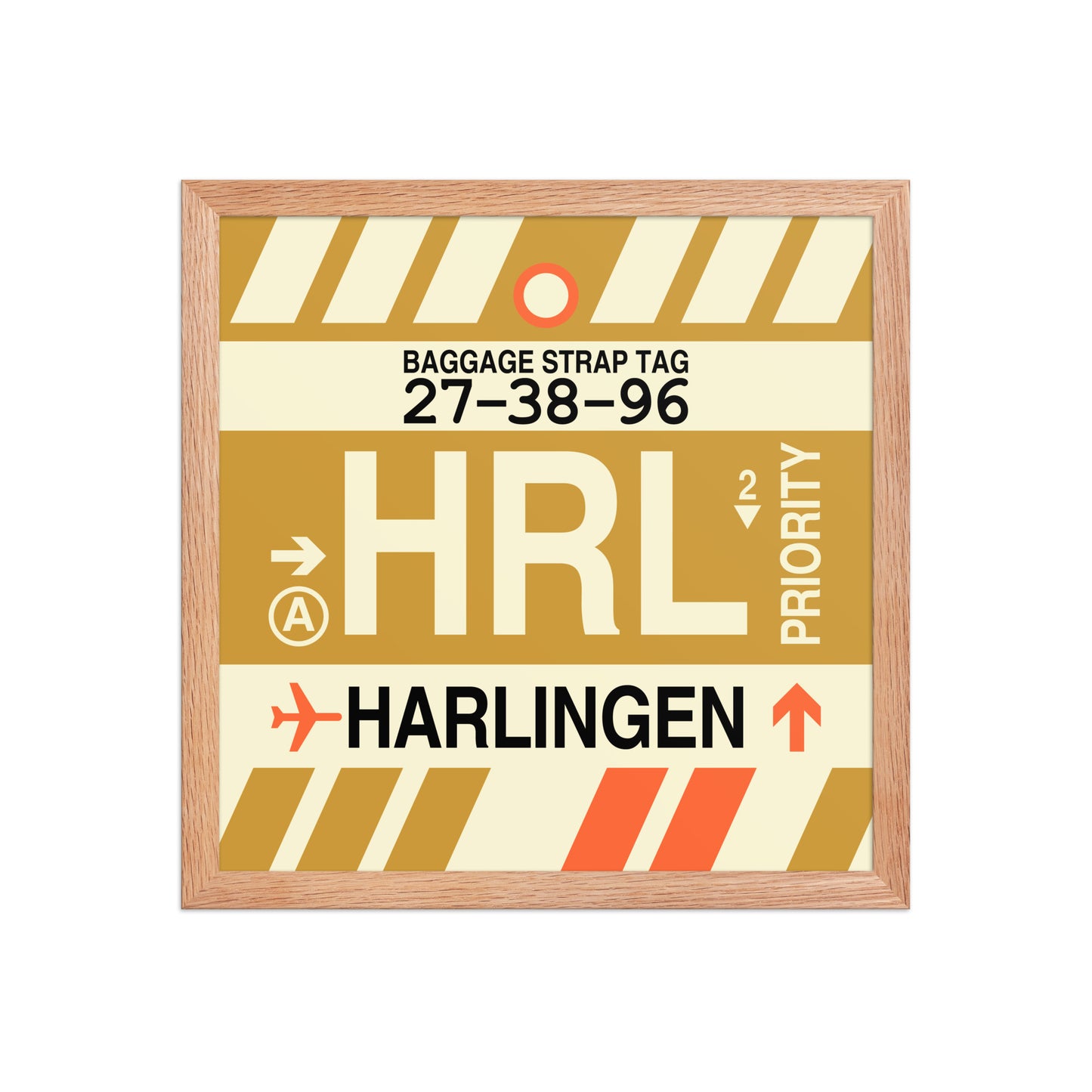HRL Harlingen Framed Print • Jet Age Baggage Tag Design • YHM Designs - Image 08