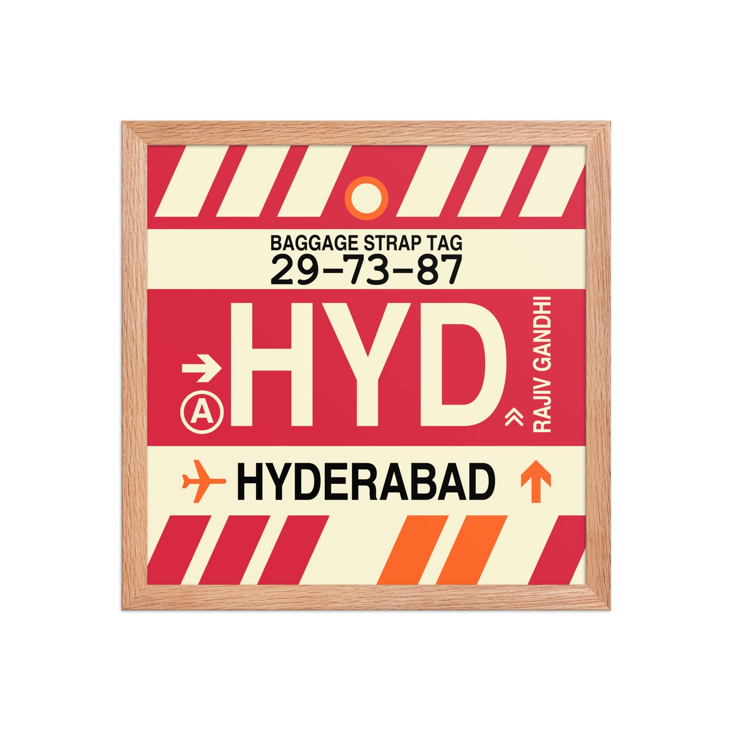 HYD Hyderabad Framed Print • Jet Age Baggage Tag Design • YHM Designs - Image 08