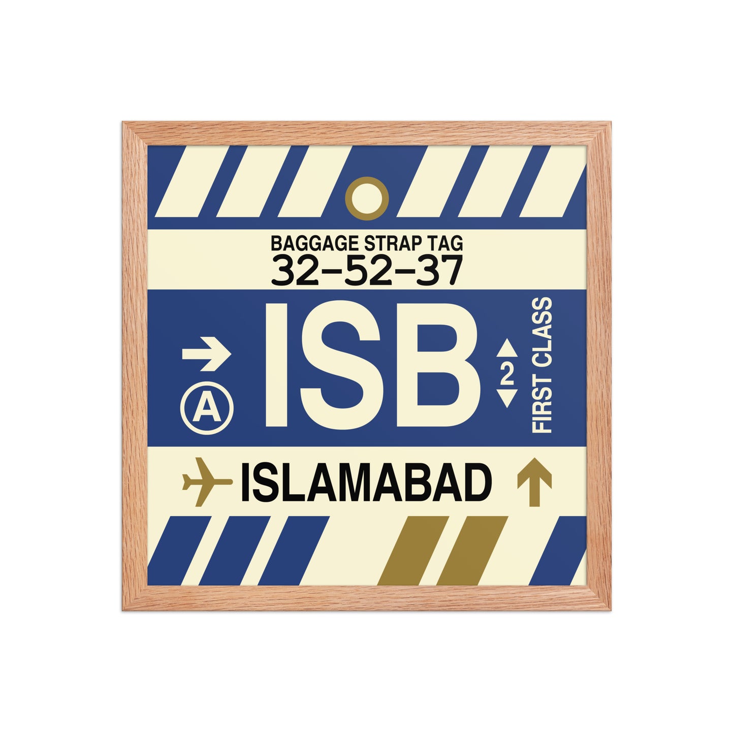 ISB Islamabad Framed Print • Jet Age Baggage Tag Design • YHM Designs - Image 08