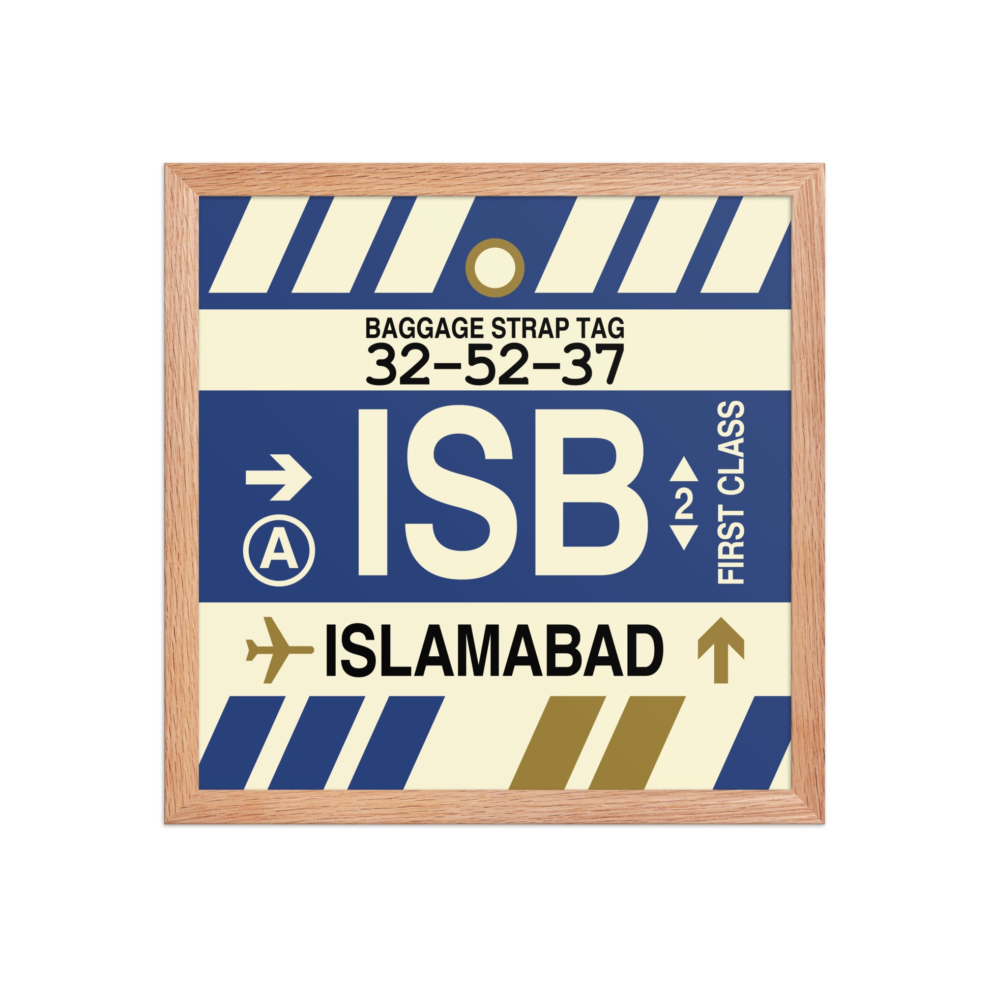 ISB Islamabad Framed Print • Jet Age Baggage Tag Design • YHM Designs - Image 08
