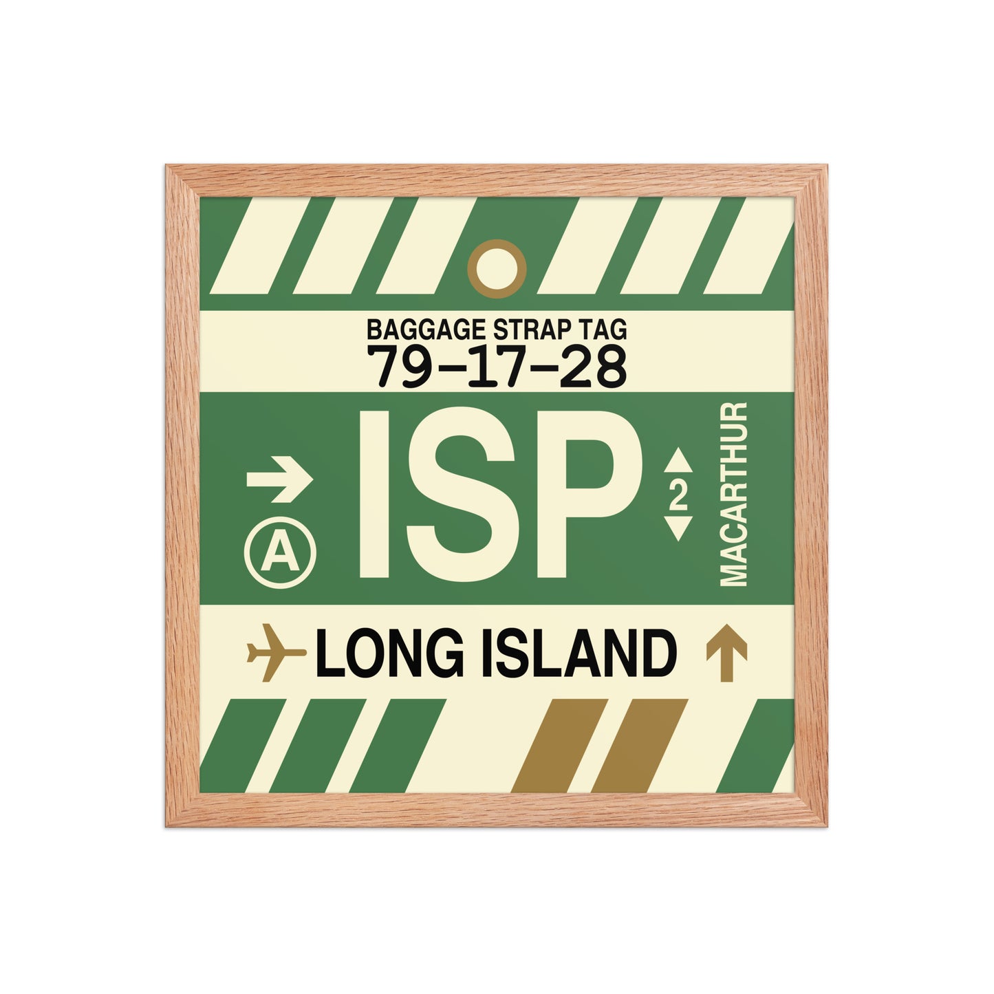 ISP Long Island Framed Print • Jet Age Baggage Tag Design • YHM Designs - Image 08