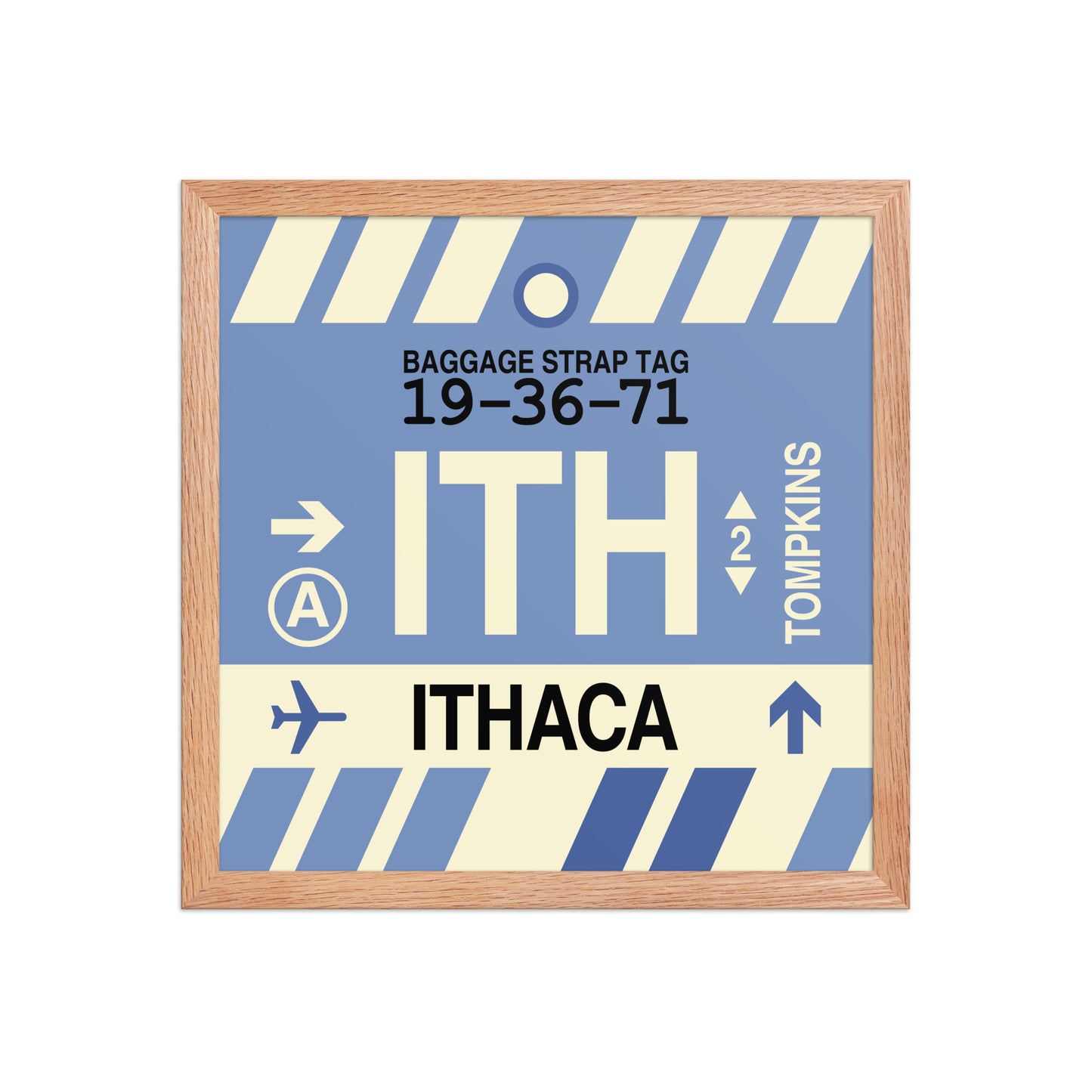 ITH Ithaca Framed Print • Jet Age Baggage Tag Design • YHM Designs - Image 08