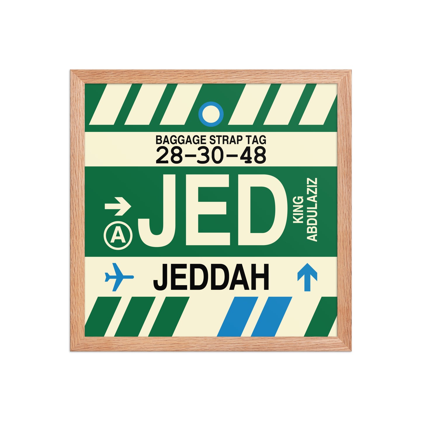 JED Jeddah Framed Print • Jet Age Baggage Tag Design • YHM Designs - Image 08