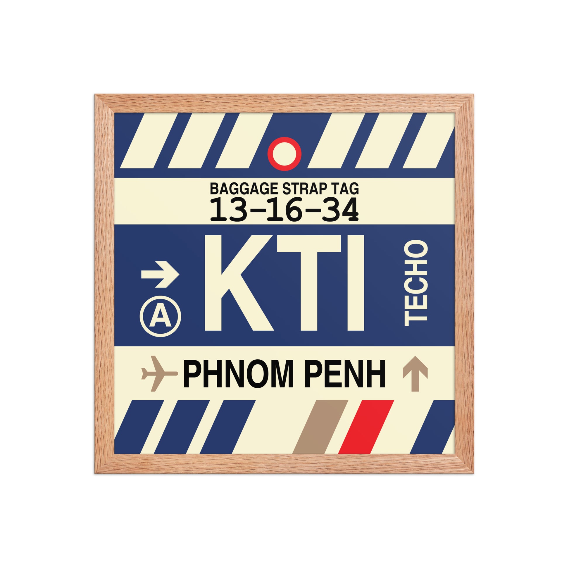 KTI Phnom Penh Framed Print • Jet Age Baggage Tag Design • YHM Designs - Image 08