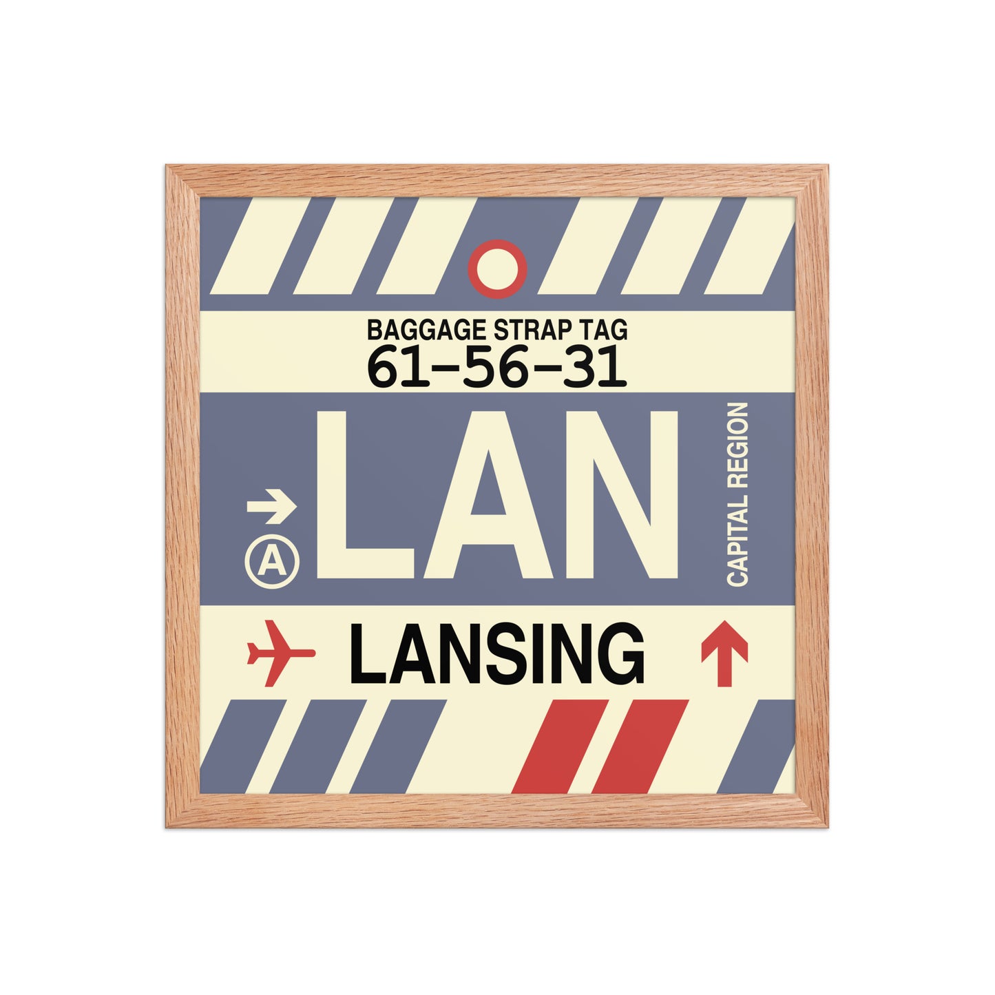 LAN Lansing Framed Print • Jet Age Baggage Tag Design • YHM Designs - Image 08