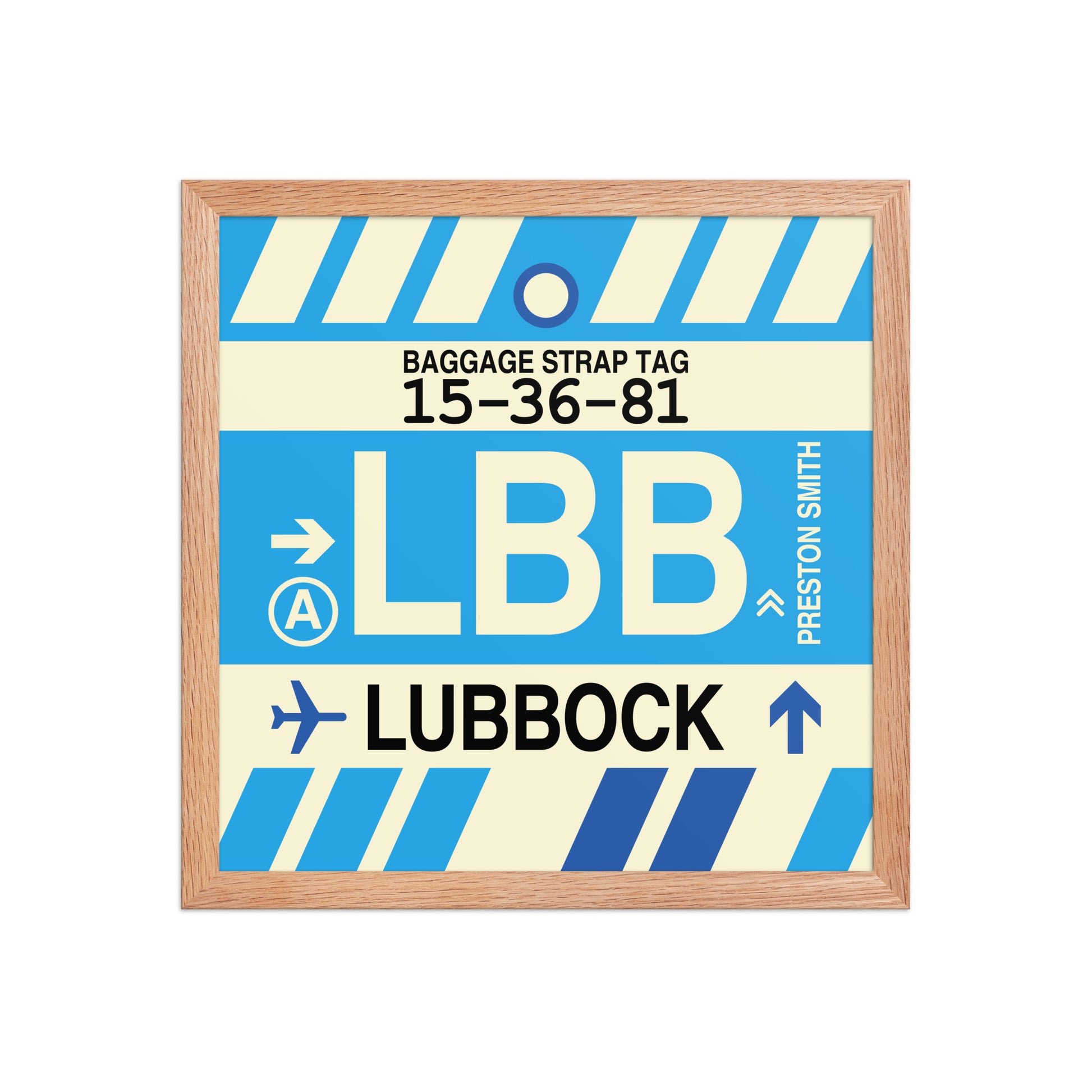 LBB Lubbock Framed Print • Jet Age Baggage Tag Design • YHM Designs - Image 08