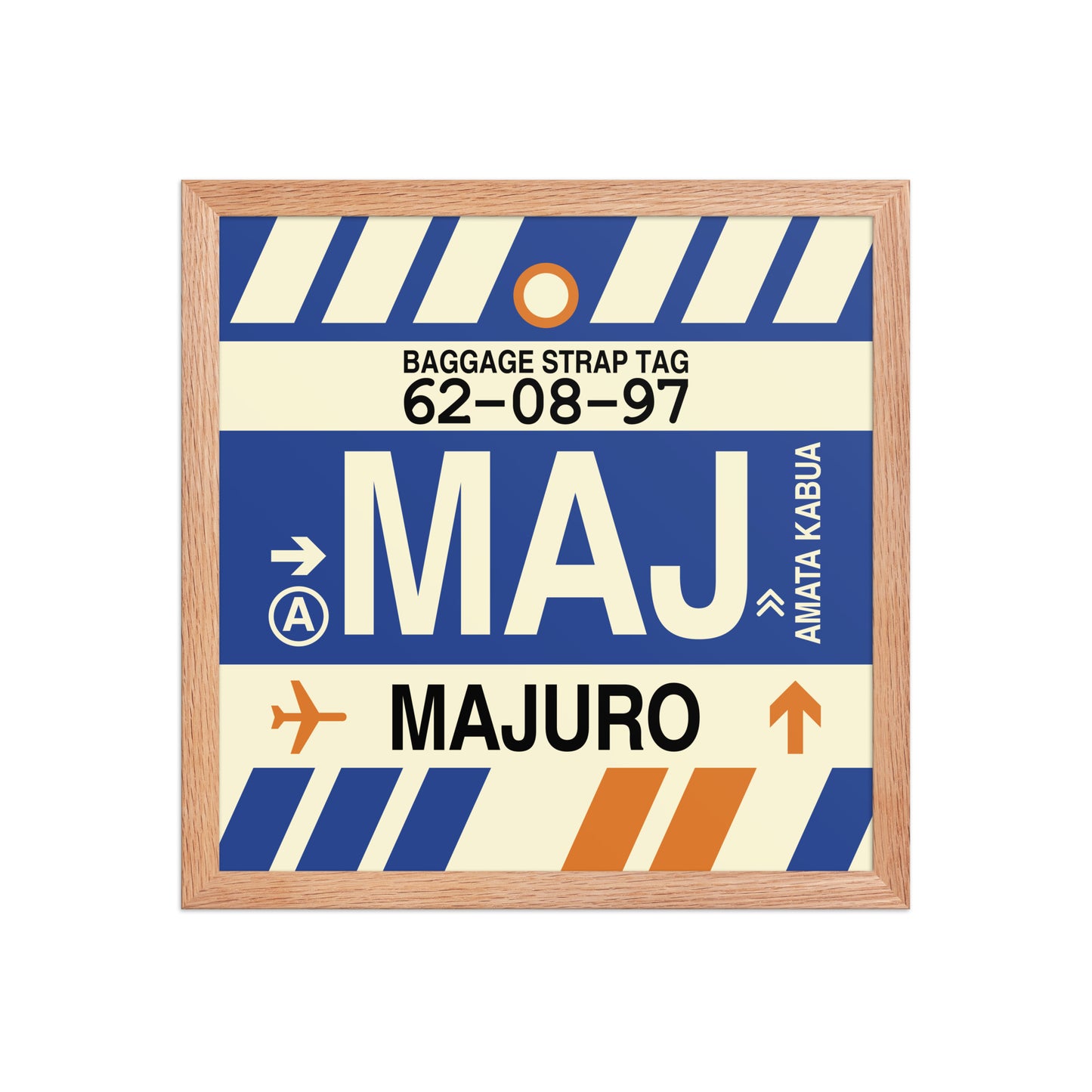 MAJ Majuro Framed Print • Jet Age Baggage Tag Design • YHM Designs - Image 08