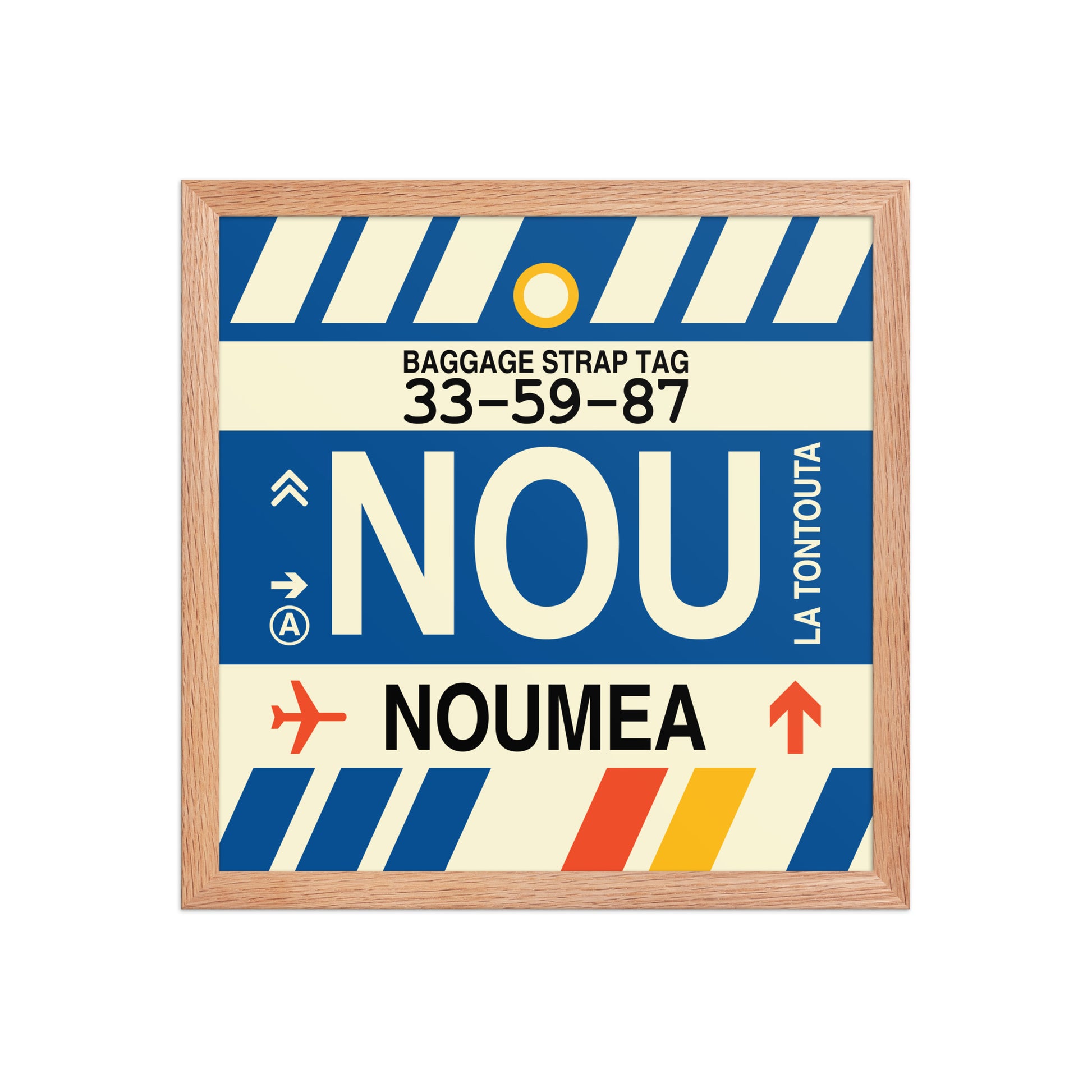 NOU Nouméa Framed Print • Jet Age Baggage Tag Design • YHM Designs - Image 08