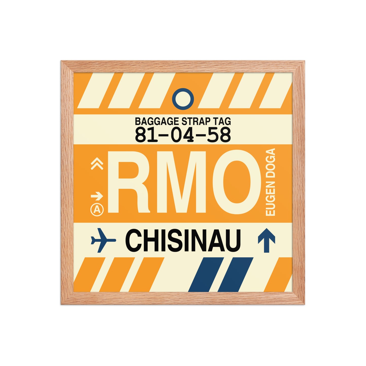 RMO Chisinau Framed Print • Jet Age Baggage Tag Design • YHM Designs - Image 08