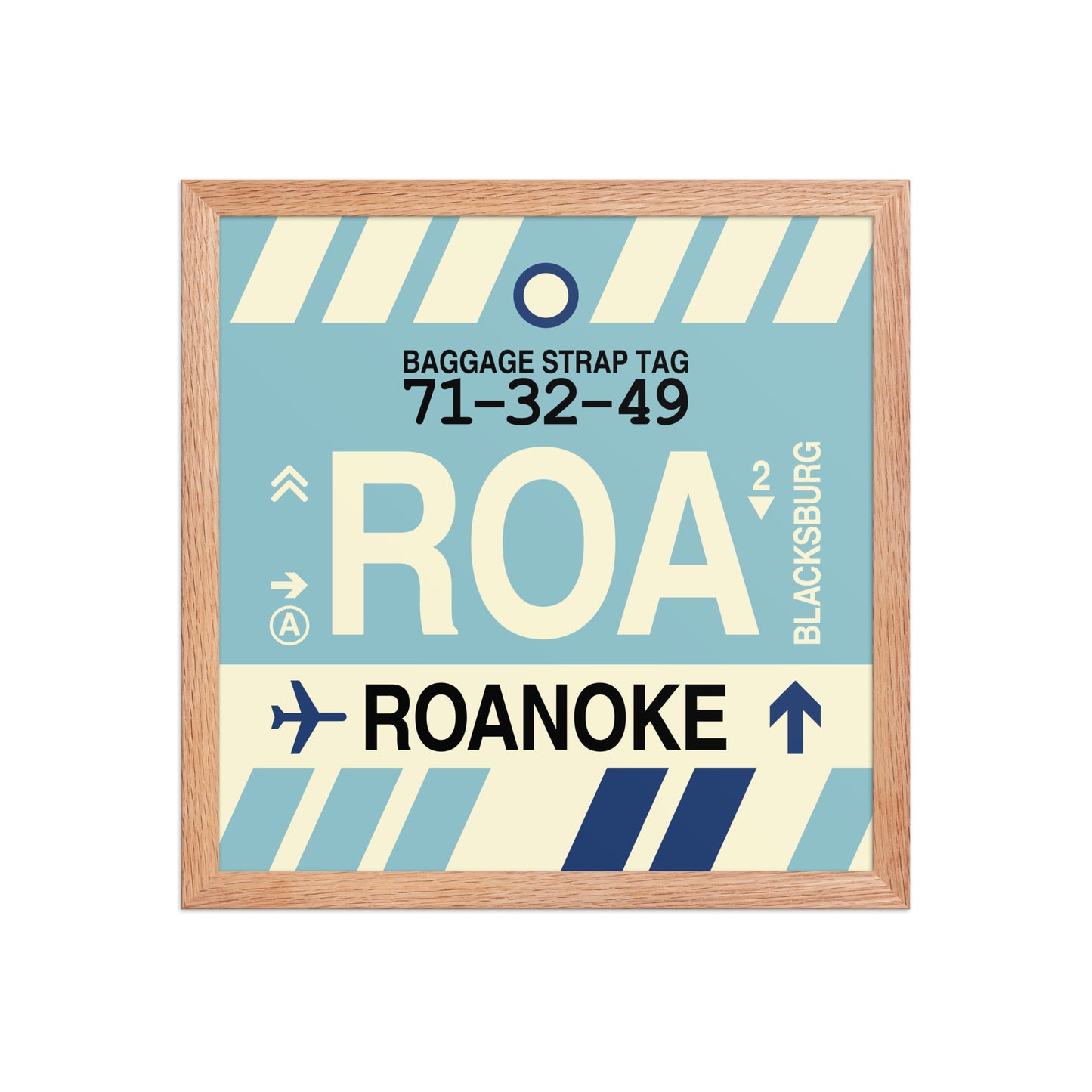 ROA Roanoke Framed Print • Jet Age Baggage Tag Design • YHM Designs - Image 08