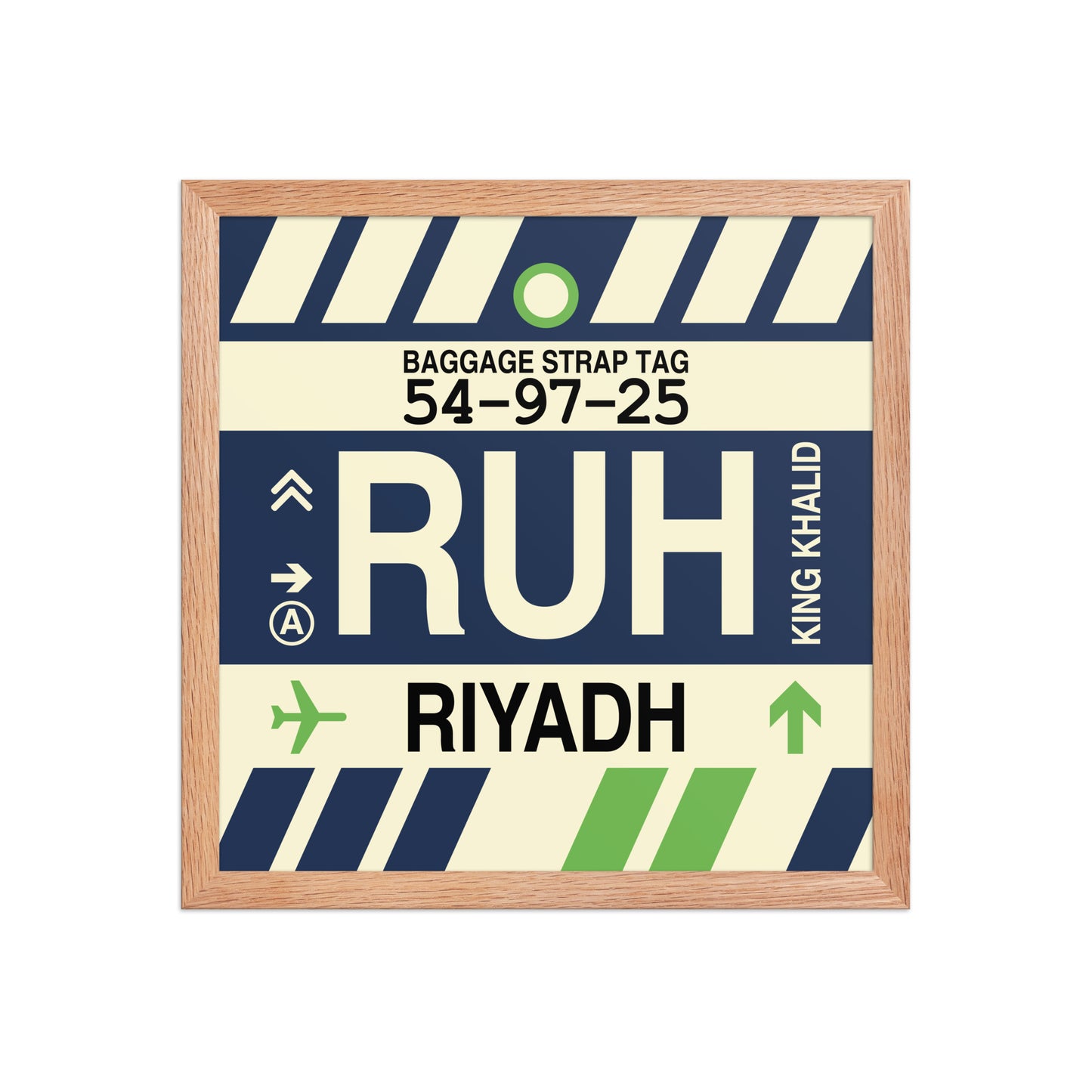 RUH Riyadh Framed Print • Jet Age Baggage Tag Design • YHM Designs - Image 08