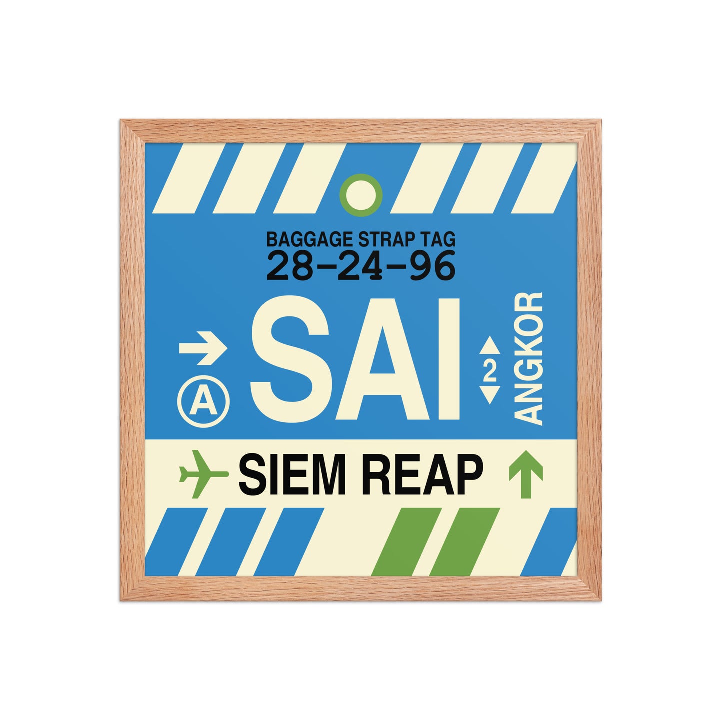 SAI Siem Reap-Angkor Framed Print • Jet Age Baggage Tag Design • YHM Designs - Image 08
