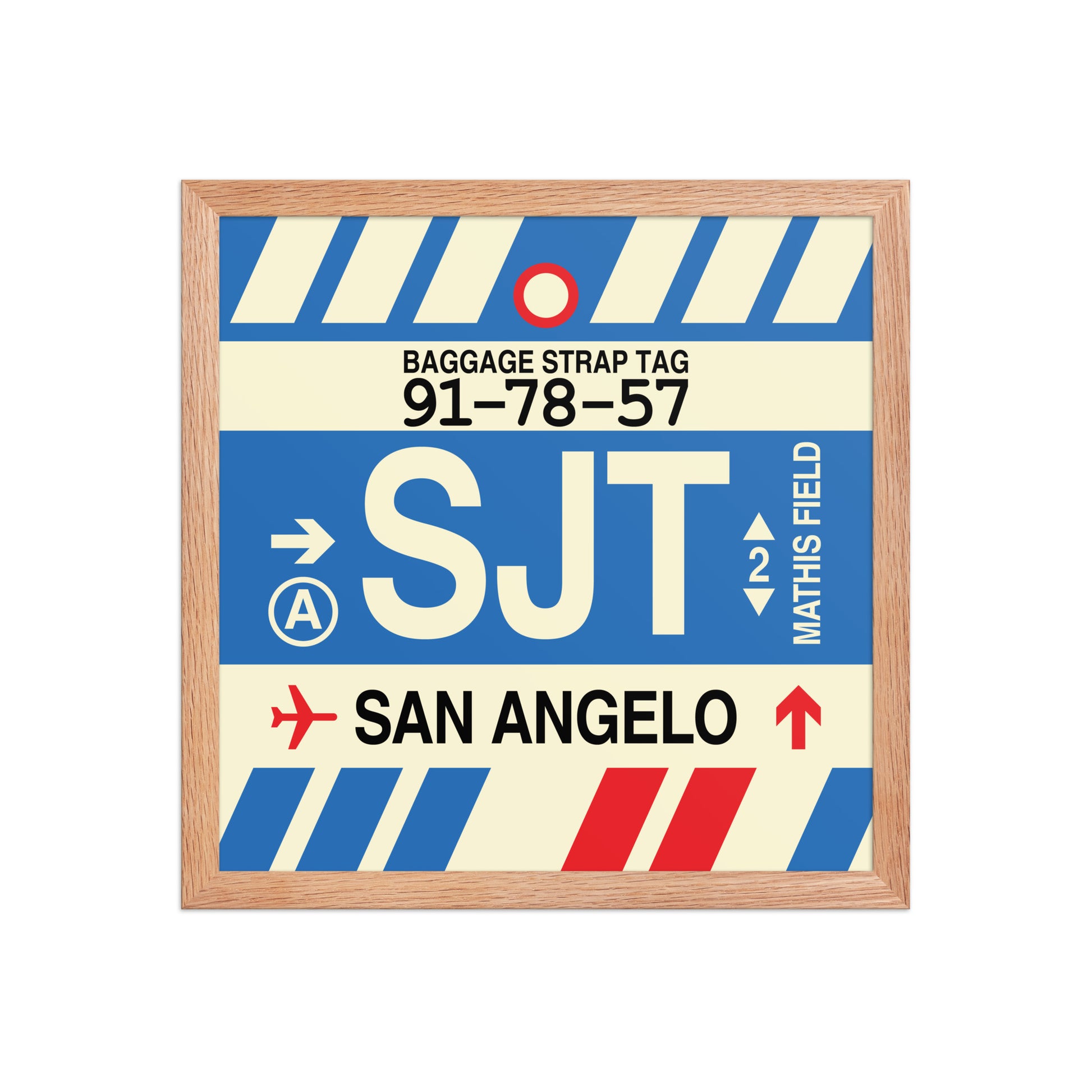 SJT San Angelo Framed Print • Jet Age Baggage Tag Design • YHM Designs - Image 08