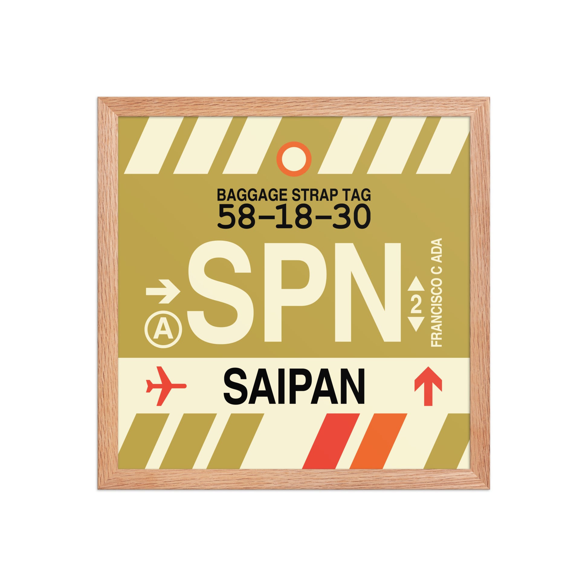 SPN Saipan Framed Print • Jet Age Baggage Tag Design • YHM Designs - Image 08