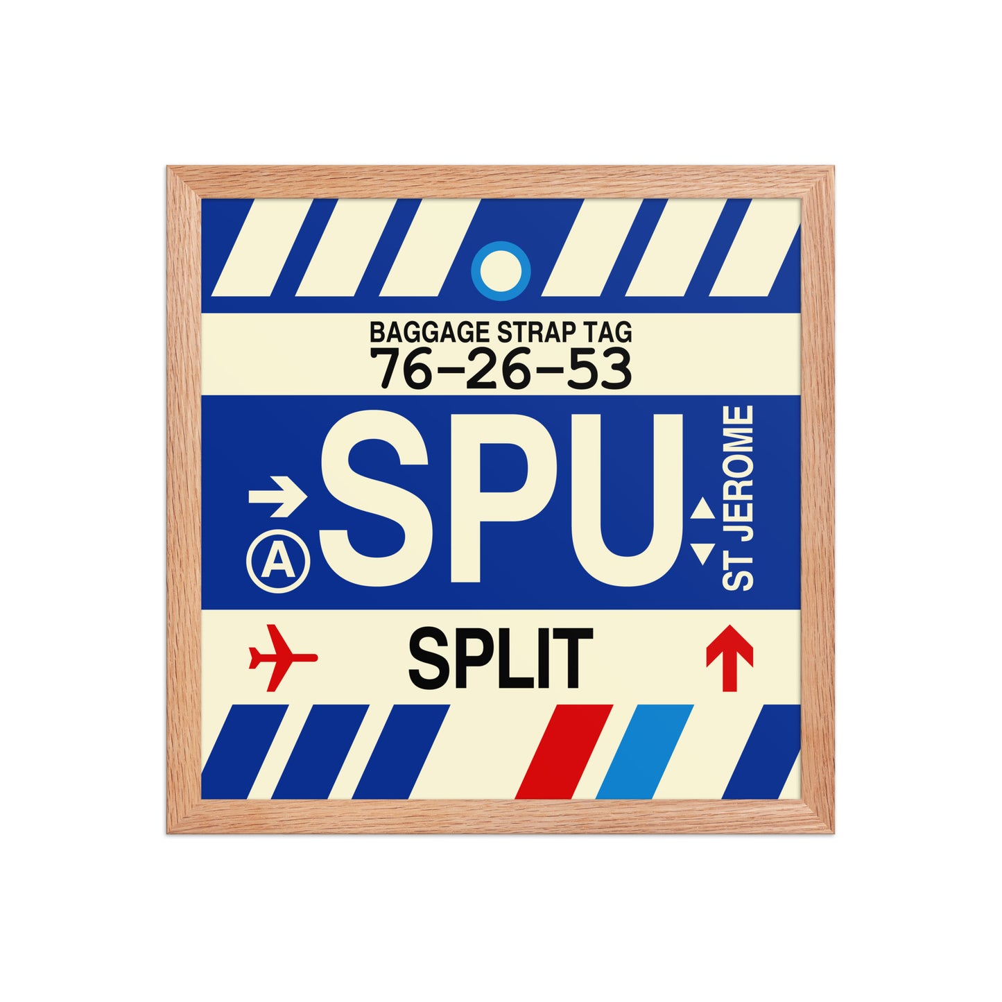 SPU Split Framed Print • Jet Age Baggage Tag Design • YHM Designs - Image 08