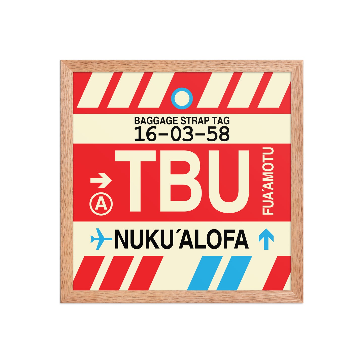TBU Nuku'alofa Framed Print • Jet Age Baggage Tag Design • YHM Designs - Image 08