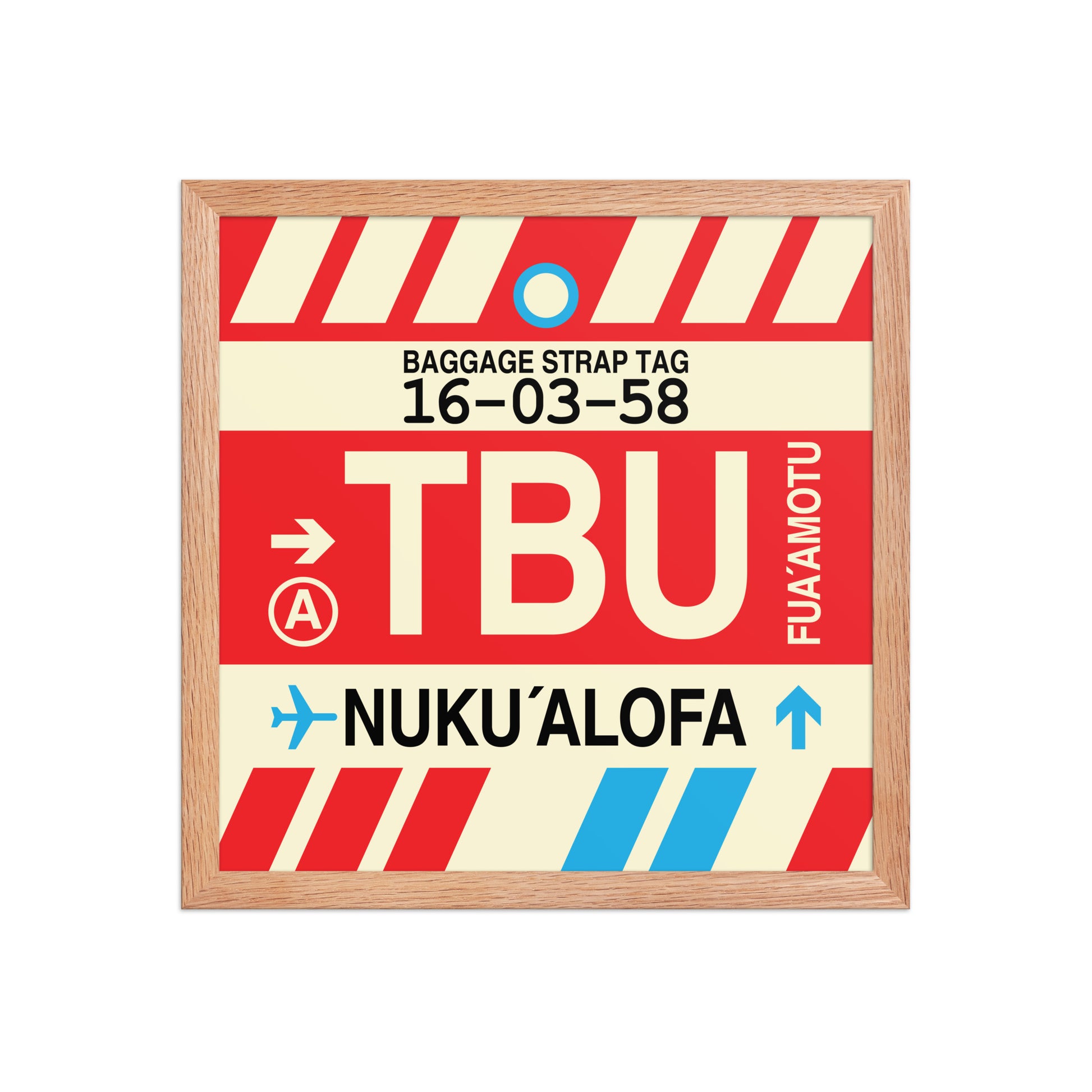 TBU Nuku'alofa Framed Print • Jet Age Baggage Tag Design • YHM Designs - Image 08