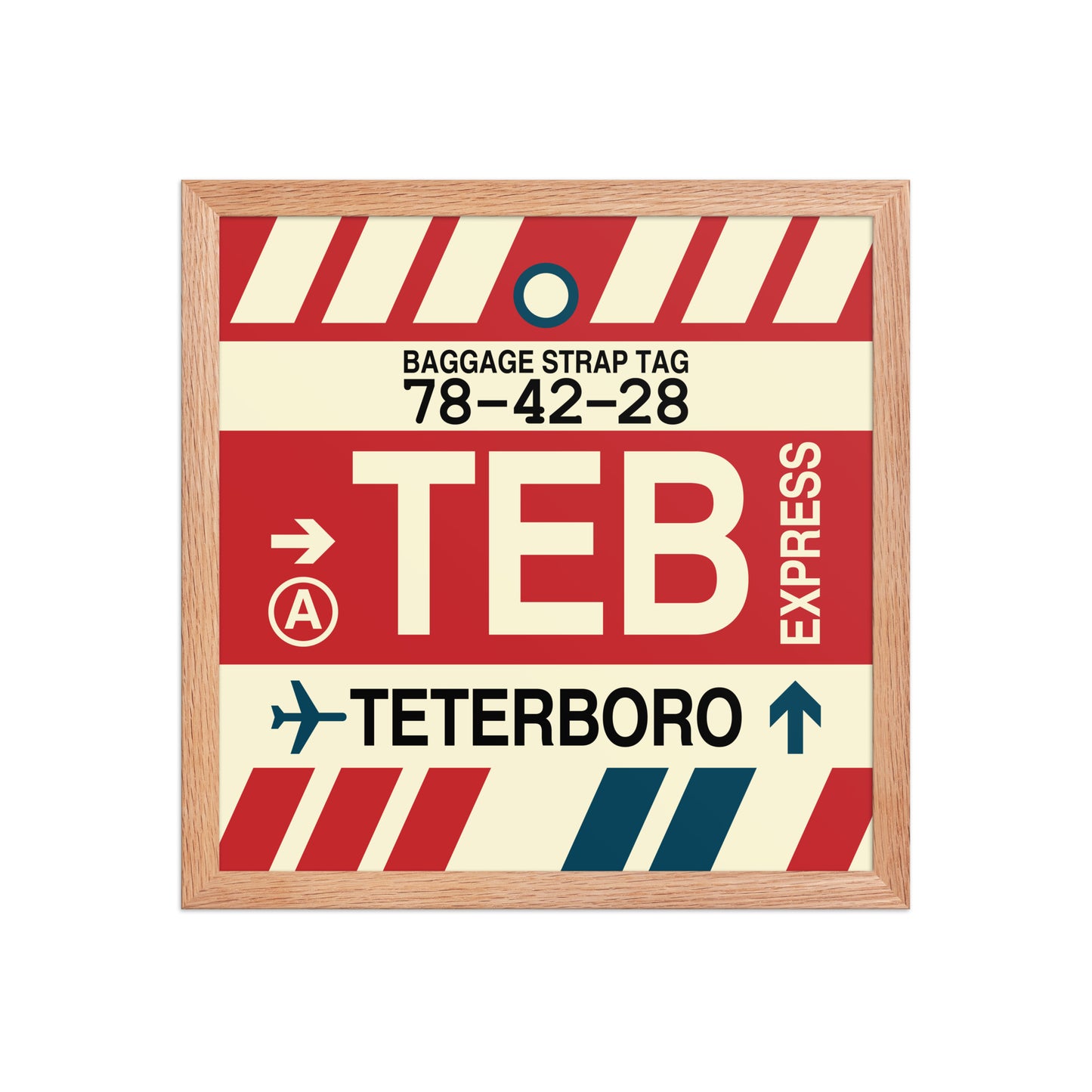 TEB Teterboro Framed Print • Jet Age Baggage Tag Design • YHM Designs - Image 08