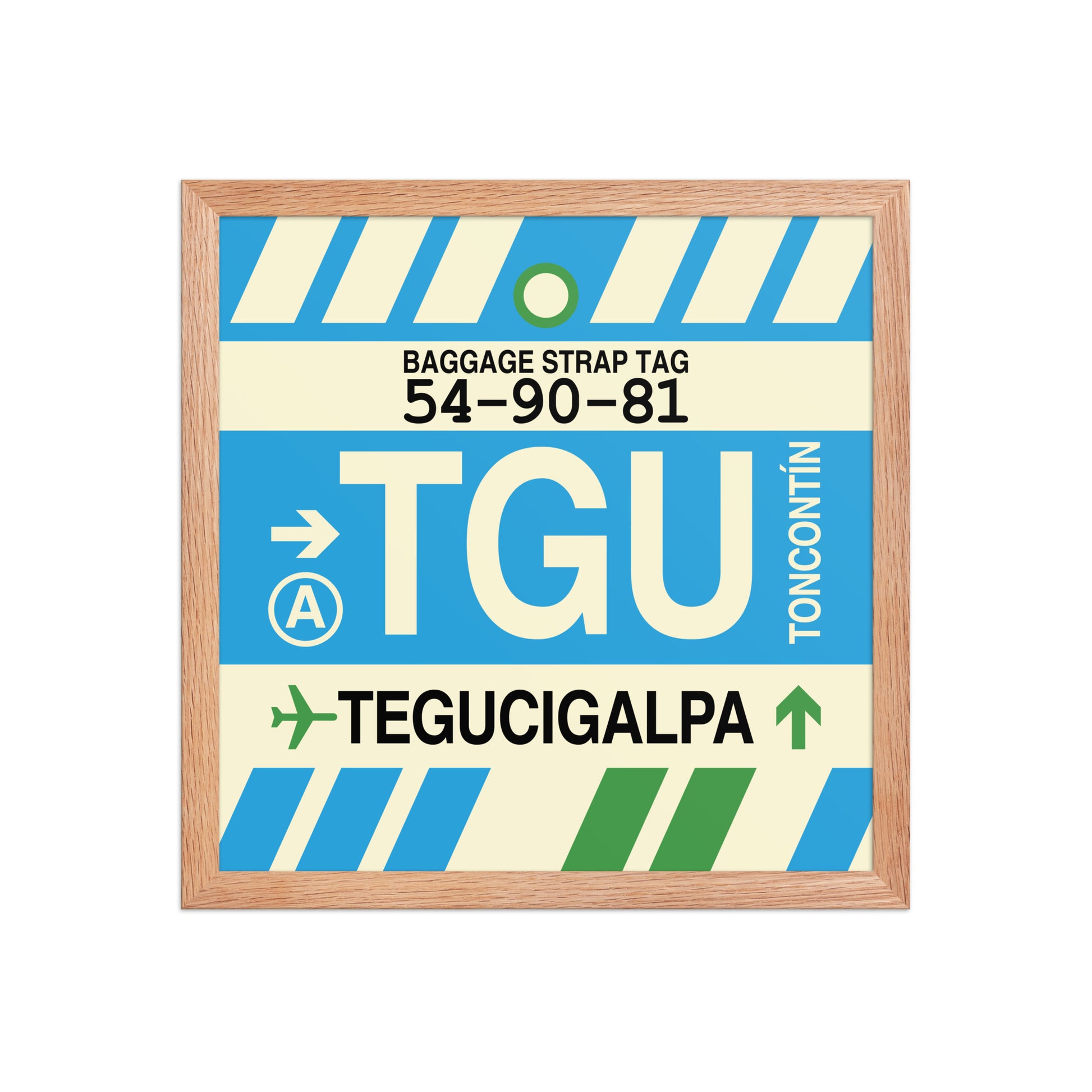 TGU Tegucigalpa Framed Print • Jet Age Baggage Tag Design • YHM Designs - Image 08