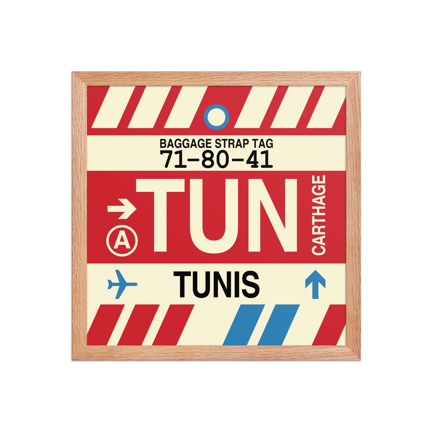 TUN Tunis Framed Print • Jet Age Baggage Tag Design • YHM Designs - Image 08