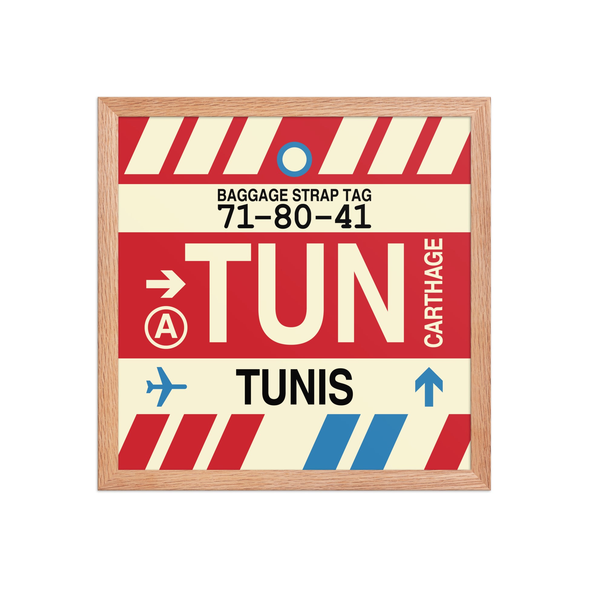 TUN Tunis Framed Print • Jet Age Baggage Tag Design • YHM Designs - Image 08