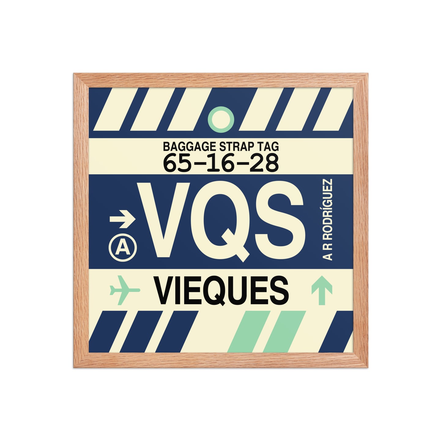 VQS Vieques Framed Print • Jet Age Baggage Tag Design • YHM Designs - Image 08