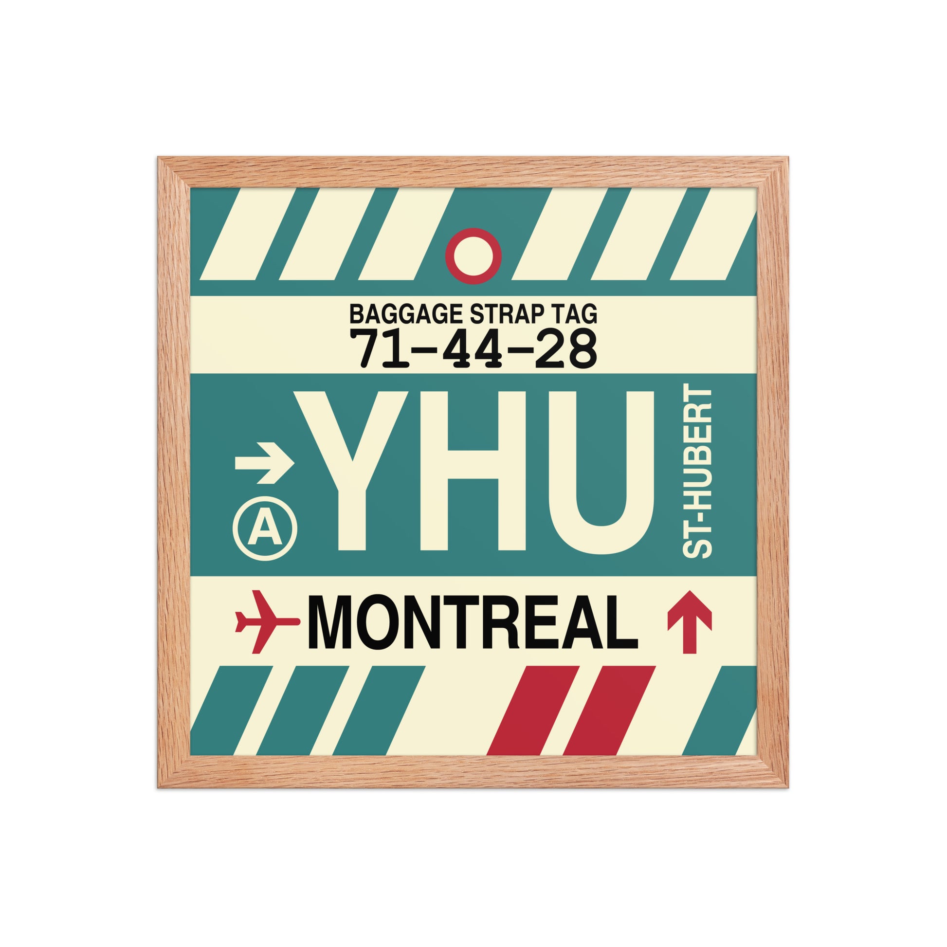 YHU Montreal Framed Print • Jet Age Baggage Tag Design • YHM Designs - Image 08
