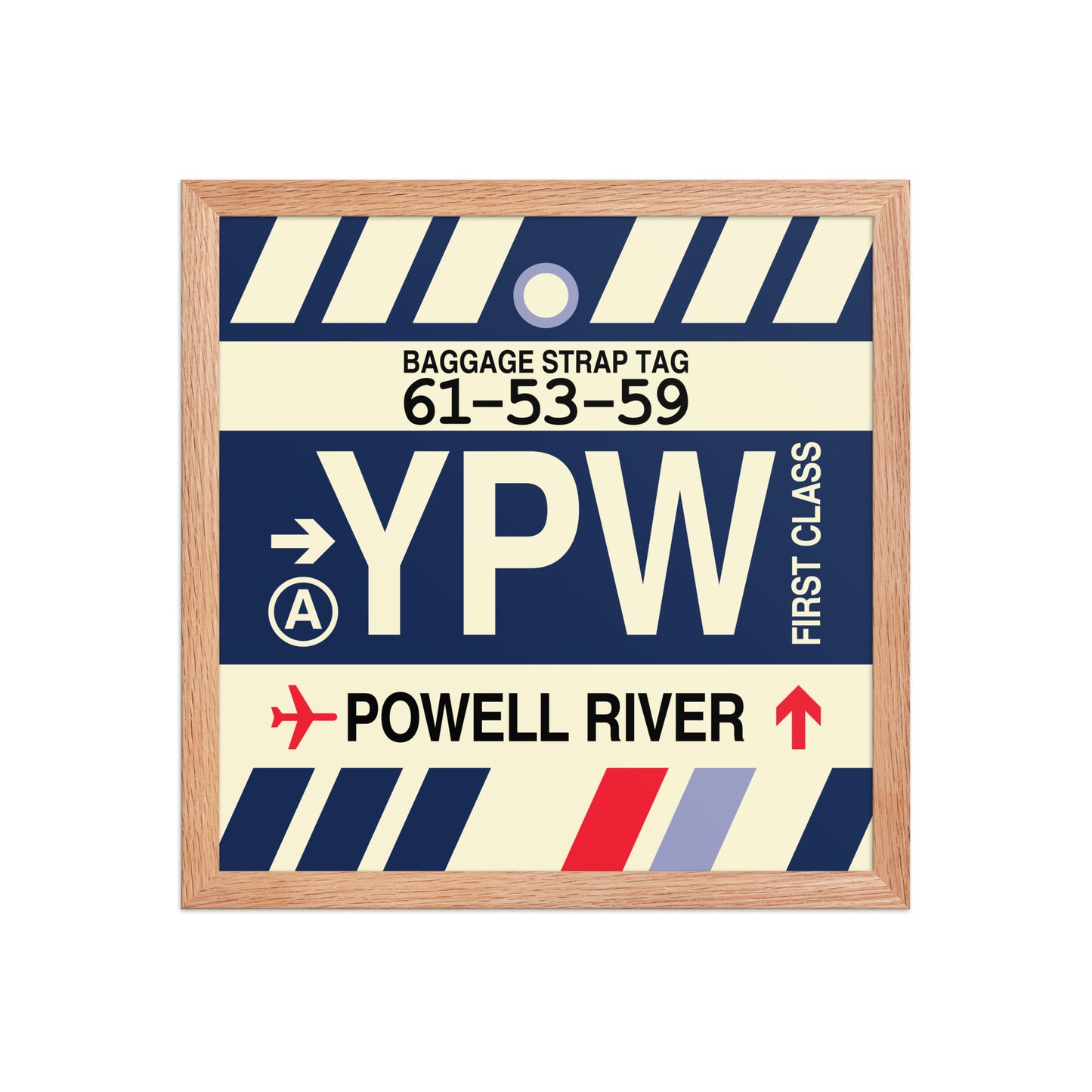 YPW Powell River Framed Print • Jet Age Baggage Tag Design • YHM Designs - Image 08