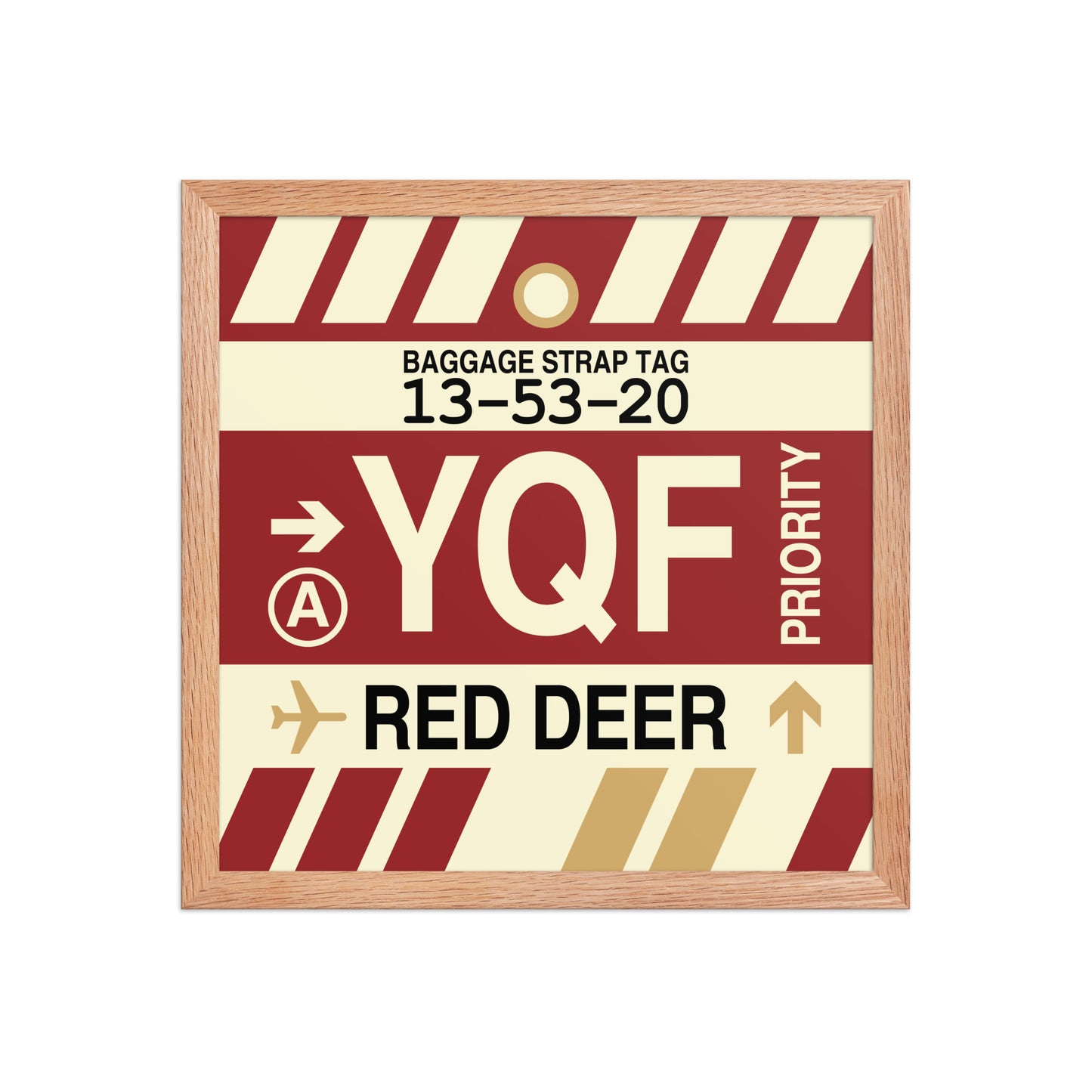 YQF Red Deer Framed Print • Jet Age Baggage Tag Design • YHM Designs - Image 08