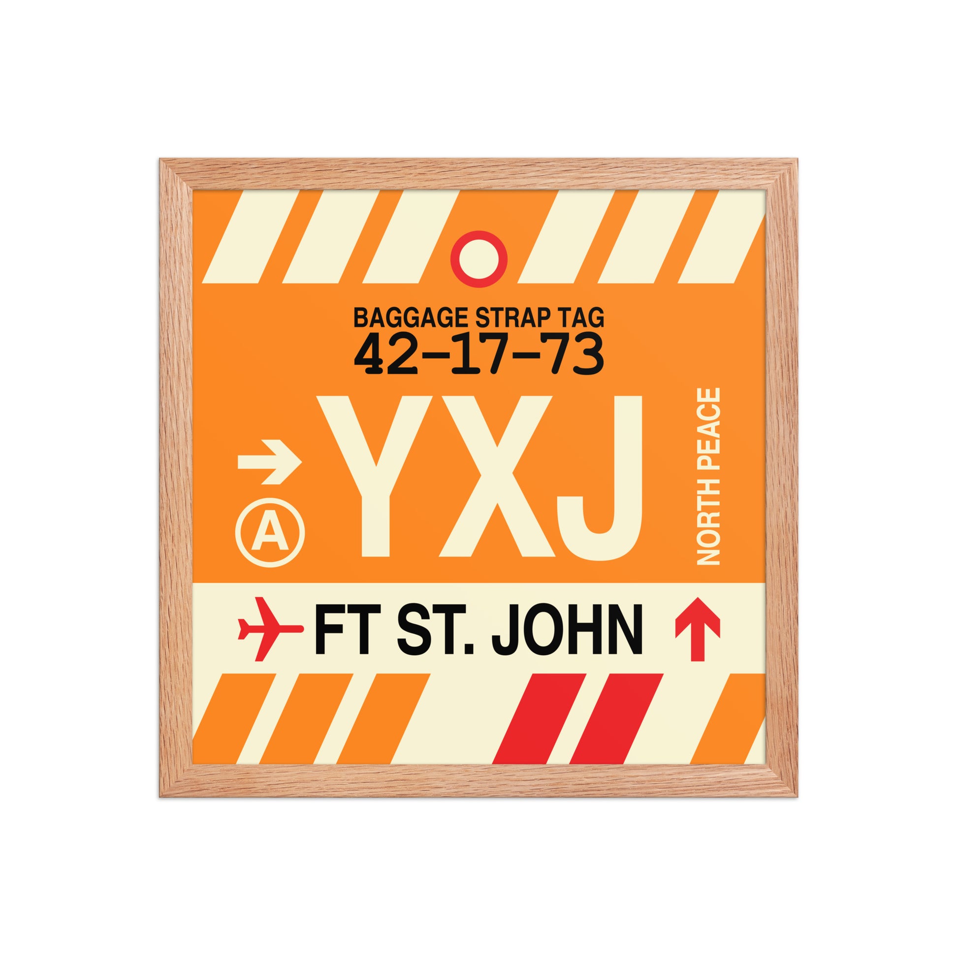 YXJ Fort St. John Framed Print • Jet Age Baggage Tag Design • YHM Designs - Image 08