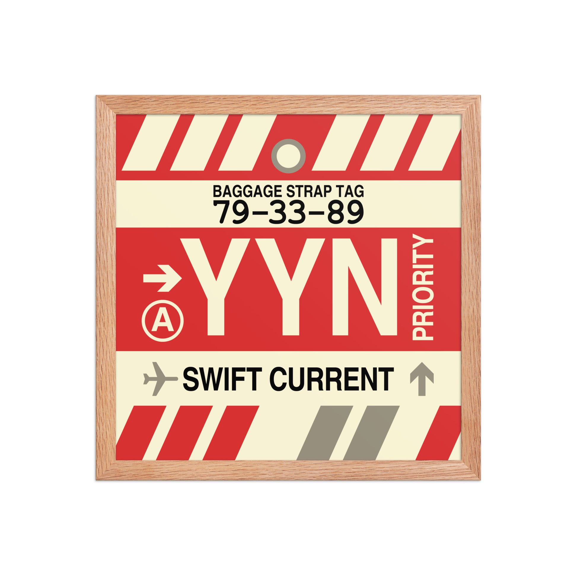 YYN Swift Current Framed Print • Jet Age Baggage Tag Design • YHM Designs - Image 08