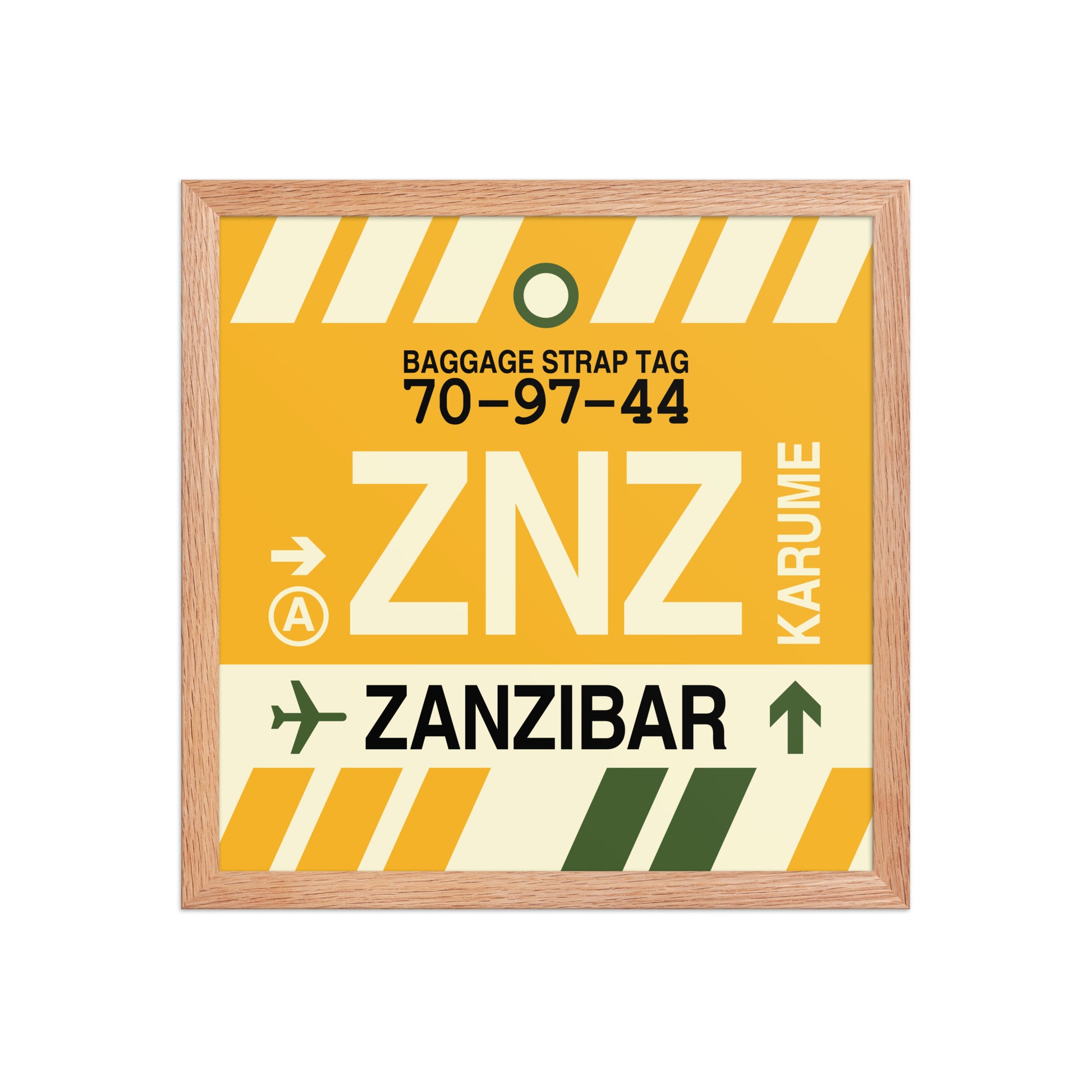 ZNZ Zanzibar Framed Print • Jet Age Baggage Tag Design • YHM Designs - Image 08