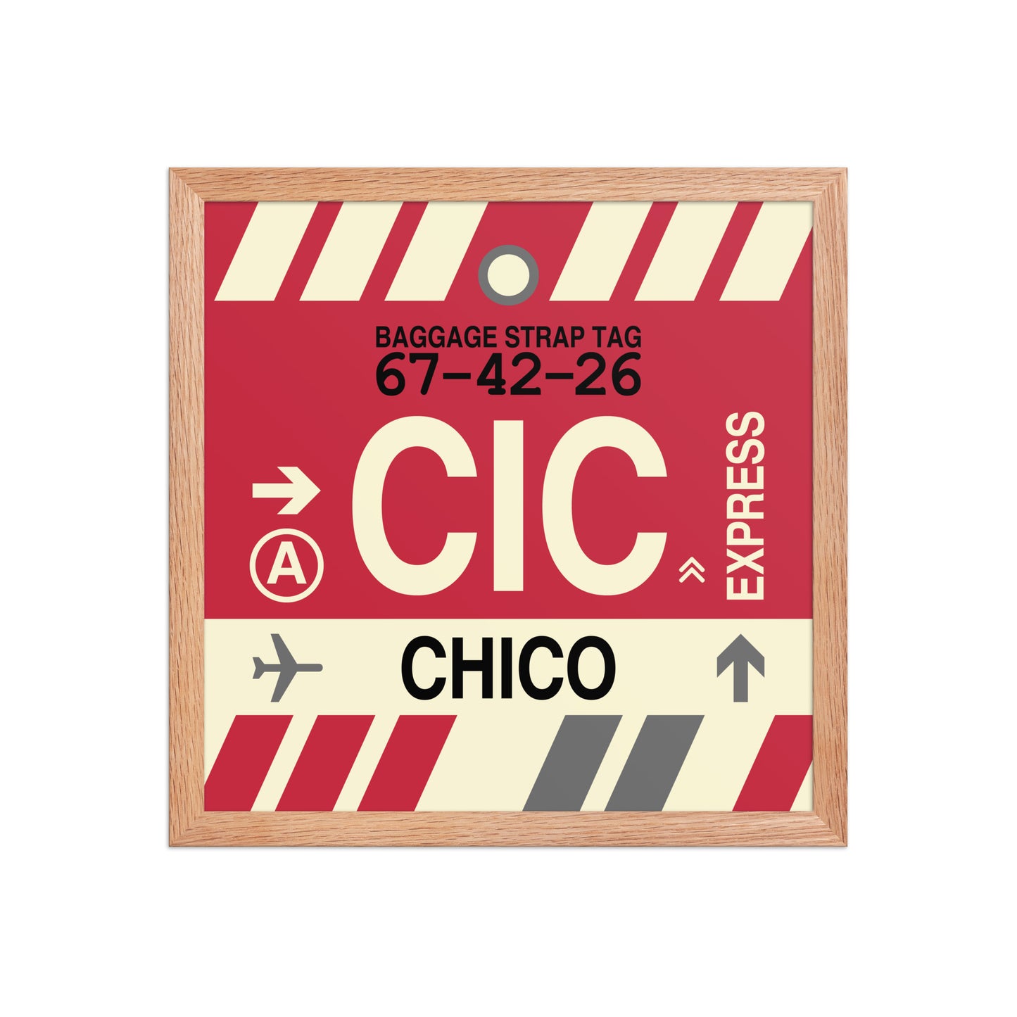 CIC Chico Framed Print • Jet Age Baggage Tag Design • YHM Designs - Image 08