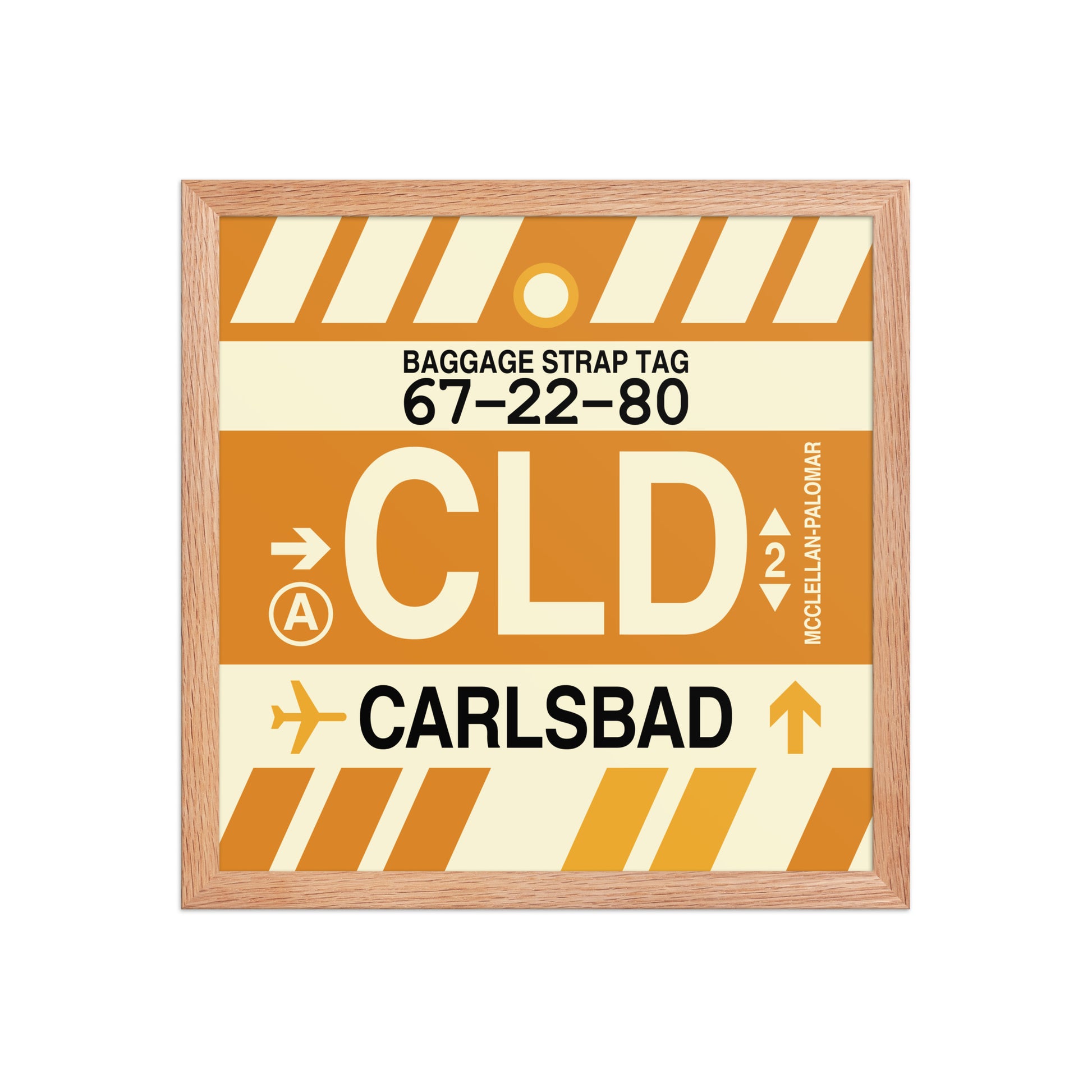 CLD Carlsbad Framed Print • Jet Age Baggage Tag Design • YHM Designs - Image 08