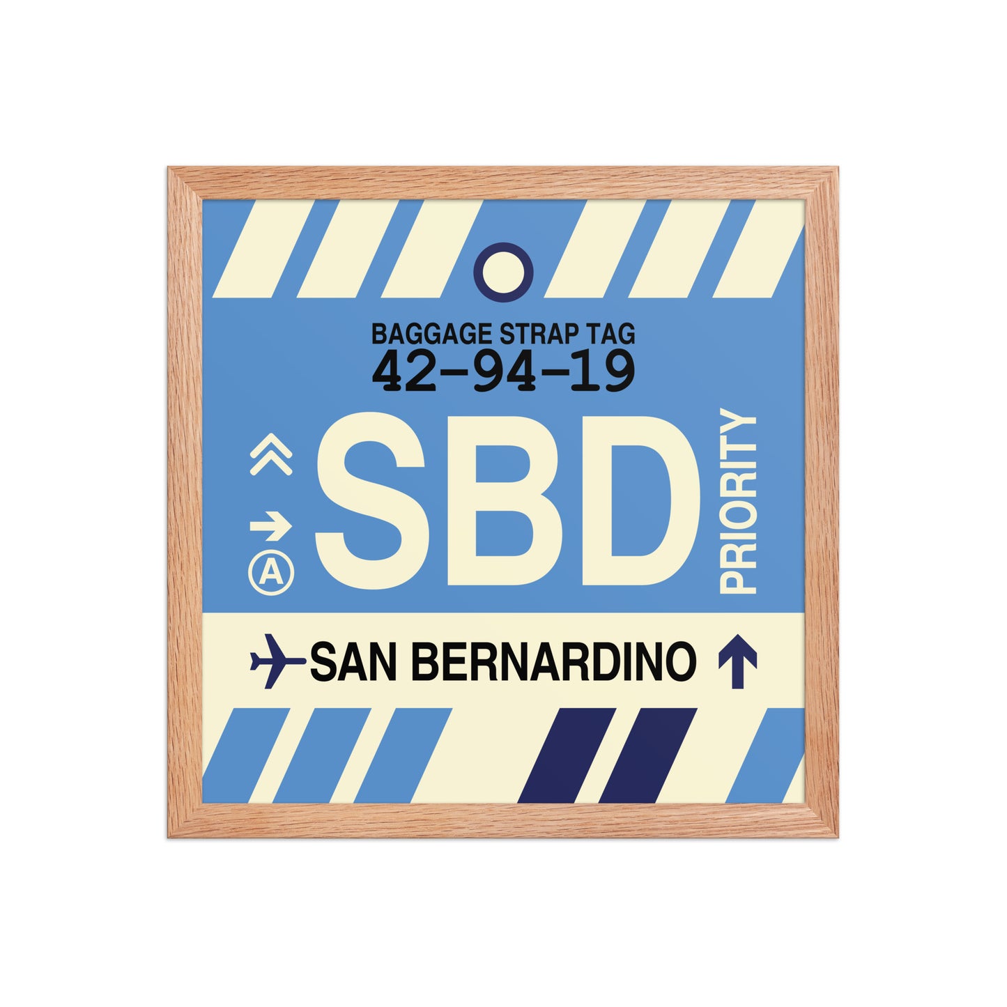 SBD San Bernardino Framed Print • Jet Age Baggage Tag Design • YHM Designs - Image 08