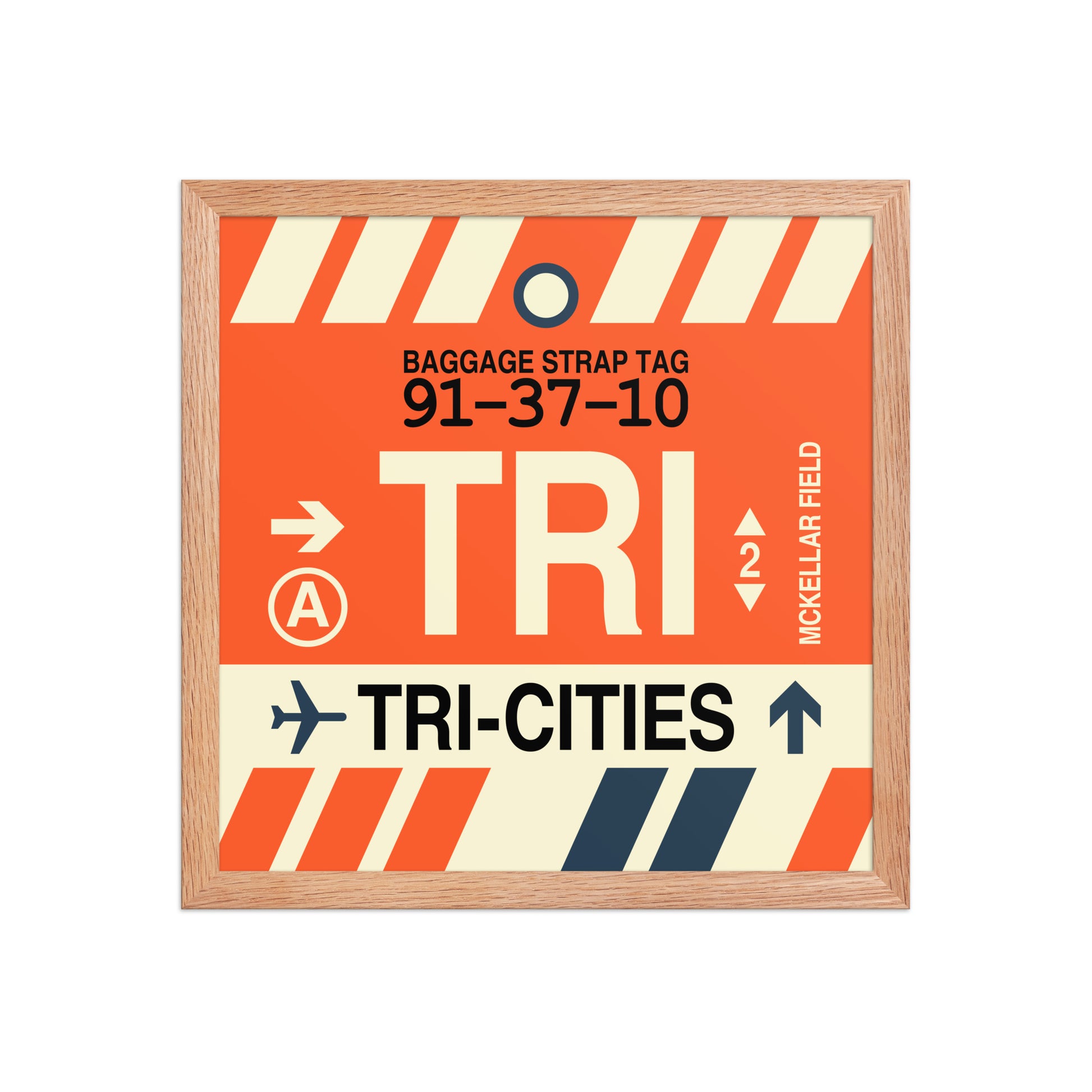 TRI Tri-Cities Framed Print • Jet Age Baggage Tag Design • YHM Designs - Image 08