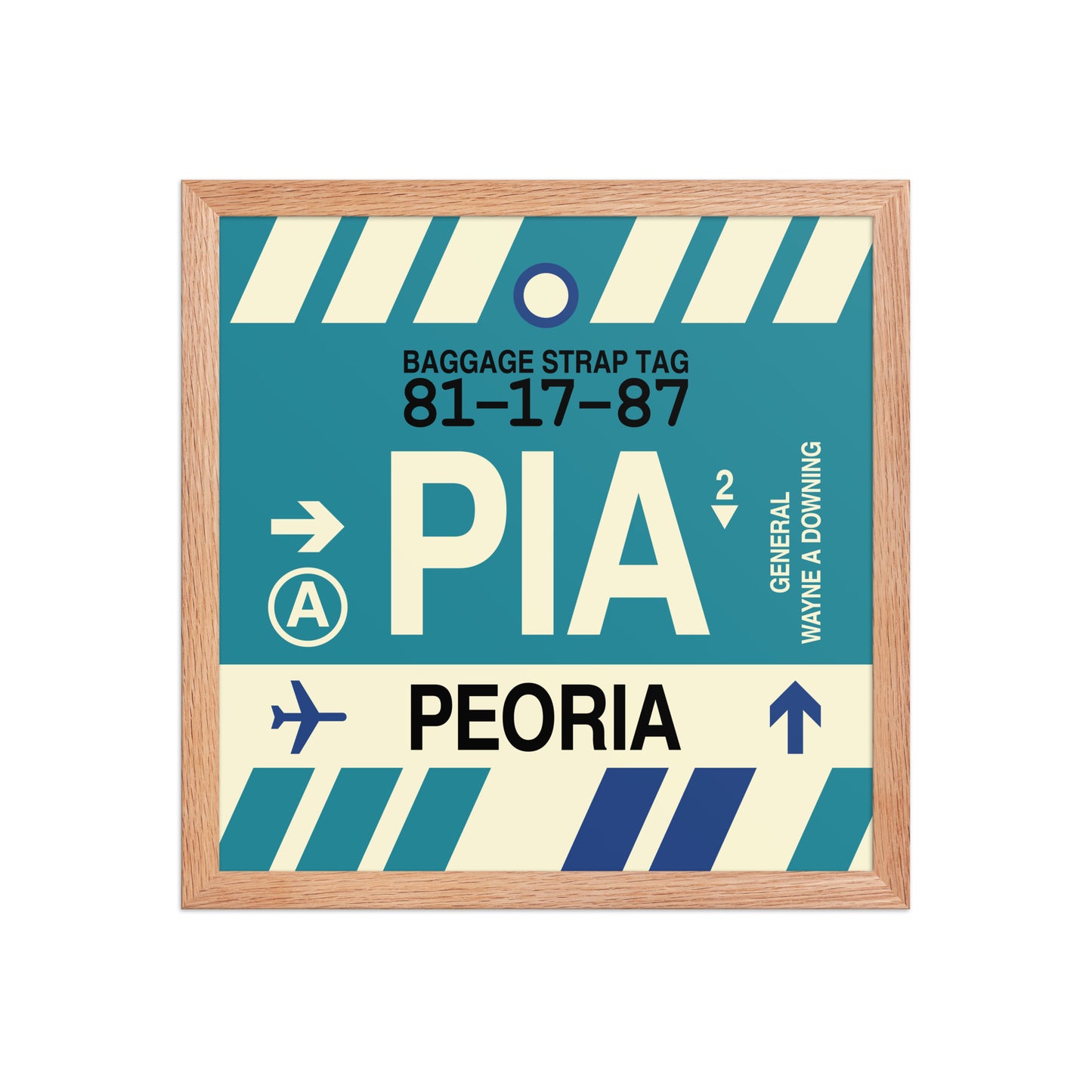 PIA Peoria Framed Print • Jet Age Baggage Tag Design • YHM Designs - Image 09