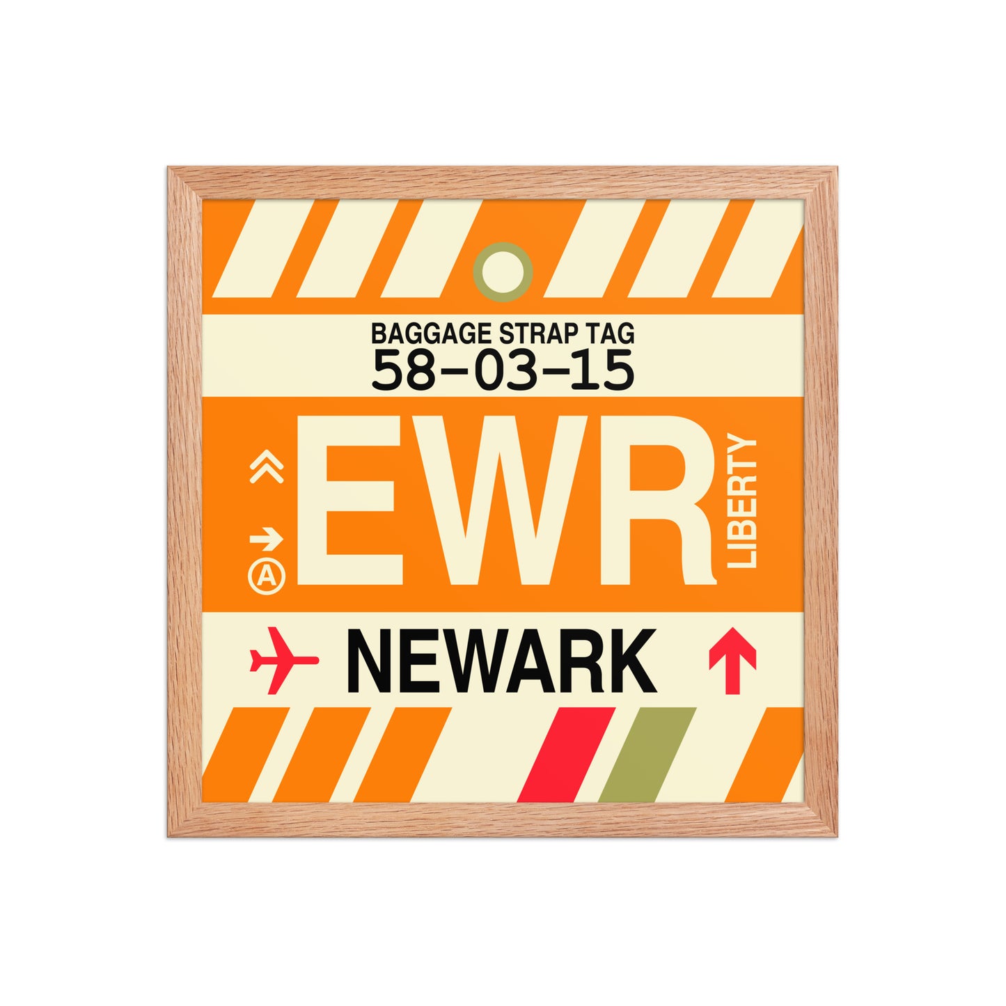 EWR Newark Framed Print • Jet Age Baggage Tag Design • YHM Designs - Image 09