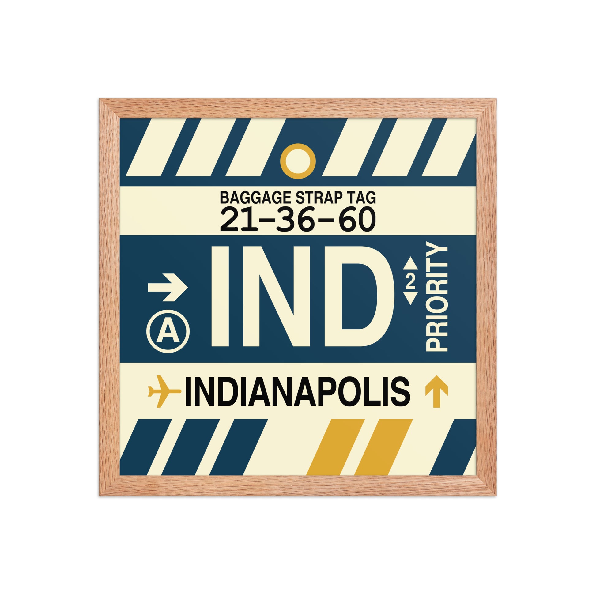 IND Indianapolis Framed Print • Jet Age Baggage Tag Design • YHM Designs - Image 09