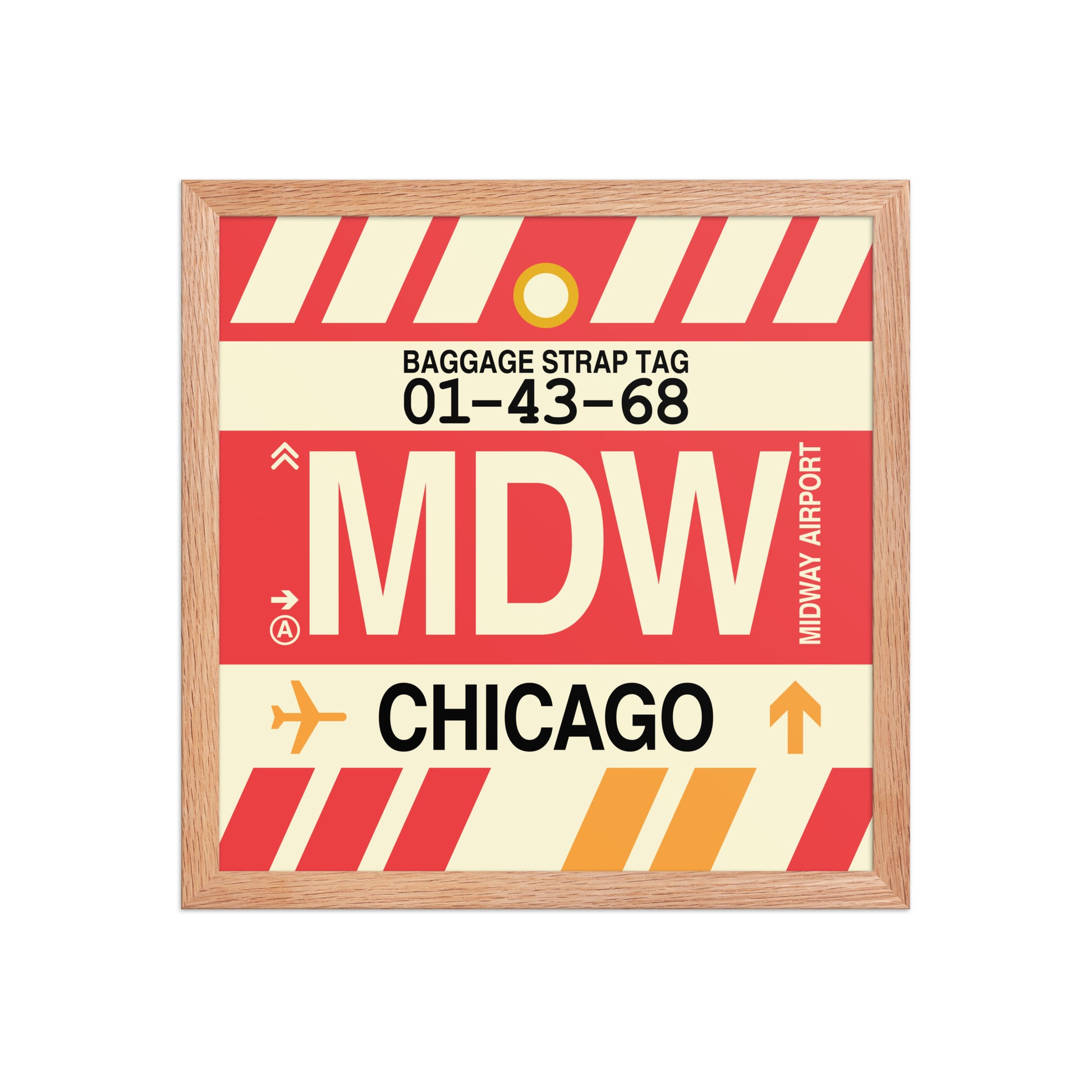 MDW Chicago Framed Print • Jet Age Baggage Tag Design • YHM Designs - Image 09