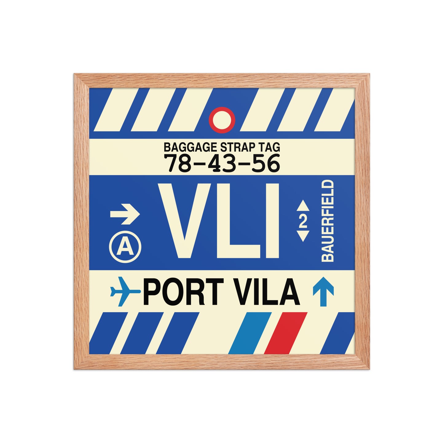 VLI Port Vila Framed Print • Jet Age Baggage Tag Design • YHM Designs - Image 08