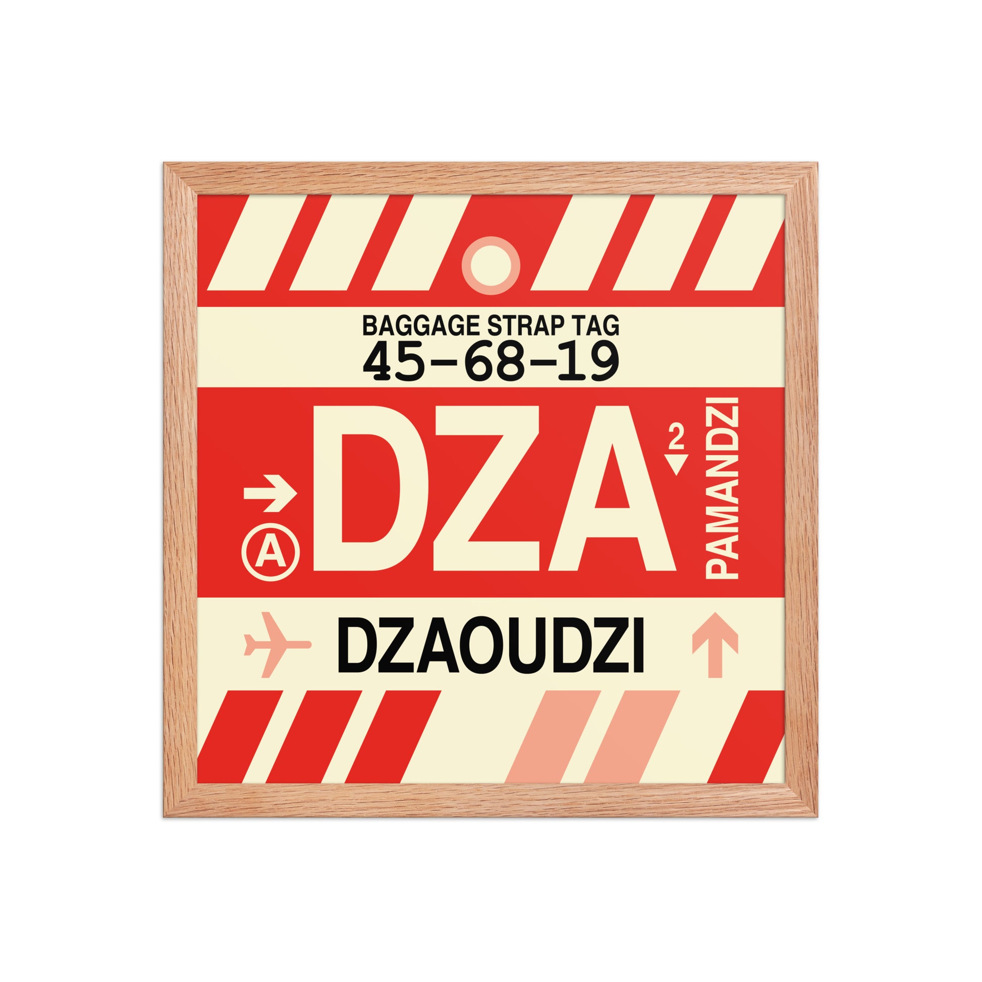 DZA Dzaoudzi Framed Print • Jet Age Baggage Tag Design • YHM Designs - Image 08