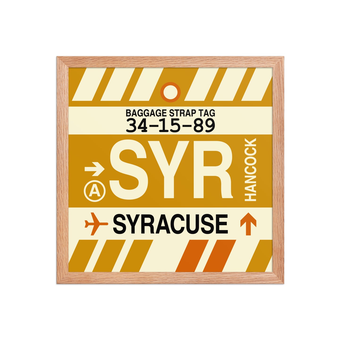SYR Syracuse Framed Print • Jet Age Baggage Tag Design • YHM Designs - Image 09