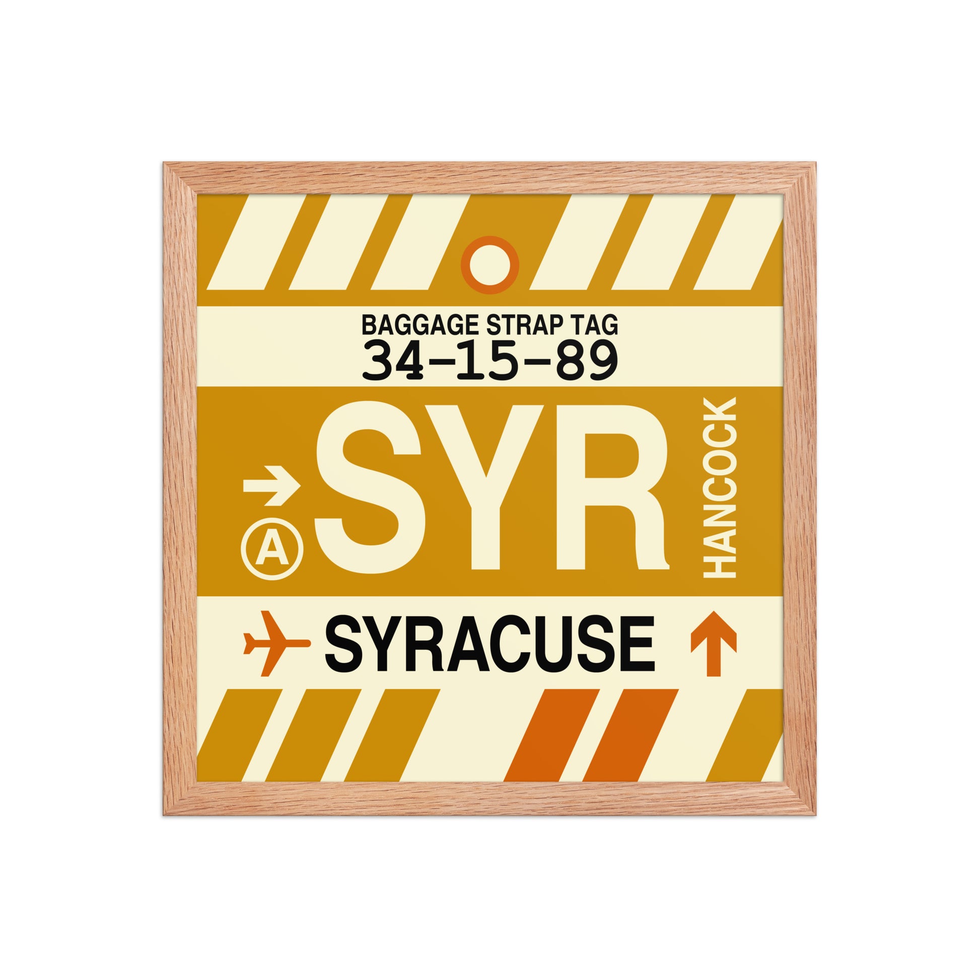 SYR Syracuse Framed Print • Jet Age Baggage Tag Design • YHM Designs - Image 09