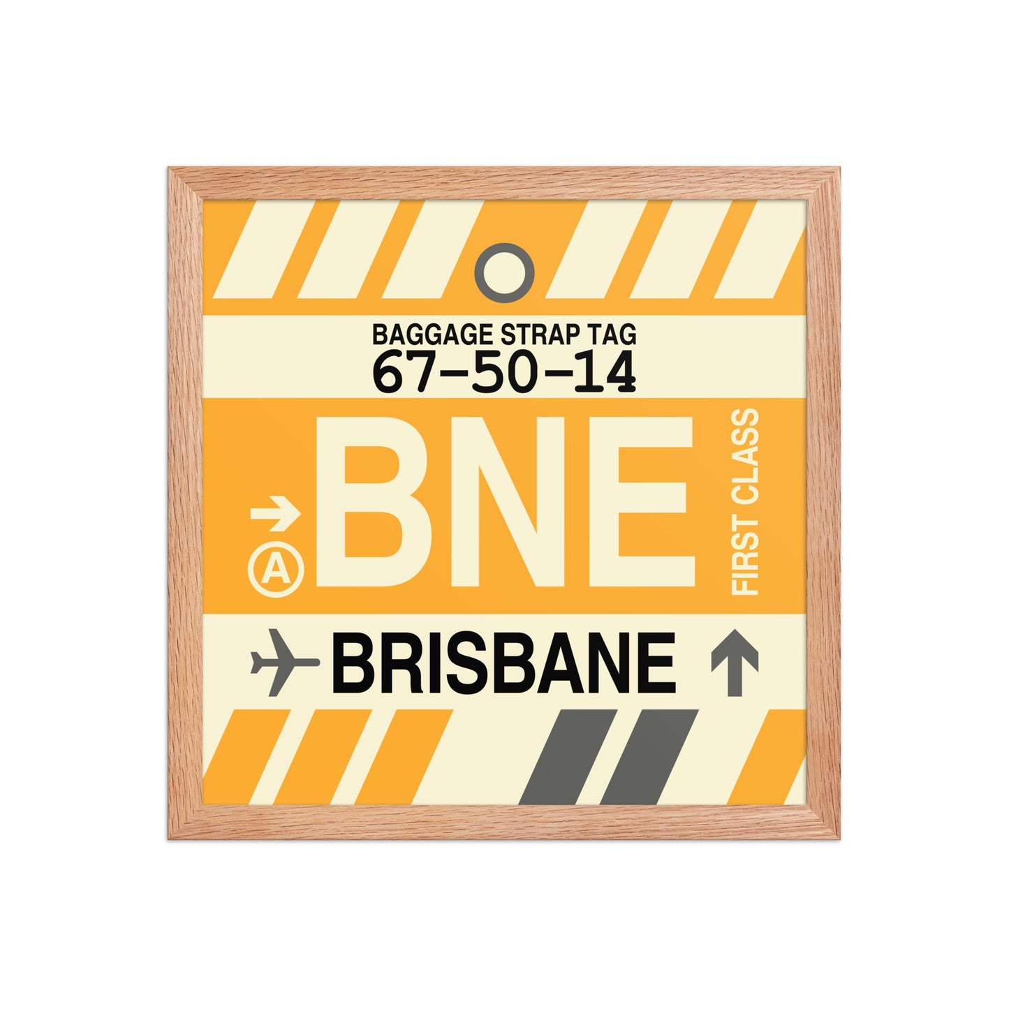 BNE Brisbane Framed Print • Jet Age Baggage Tag Design • YHM Designs - Image 09