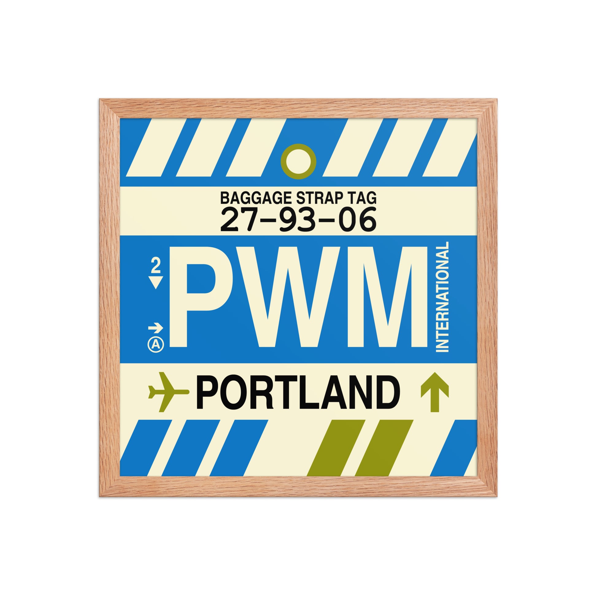PWM Portland Framed Print • Jet Age Baggage Tag Design • YHM Designs - Image 09