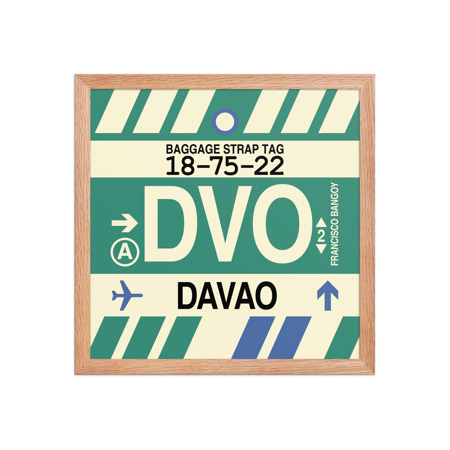 DVO Davao Framed Print • Jet Age Baggage Tag Design • YHM Designs - Image 08